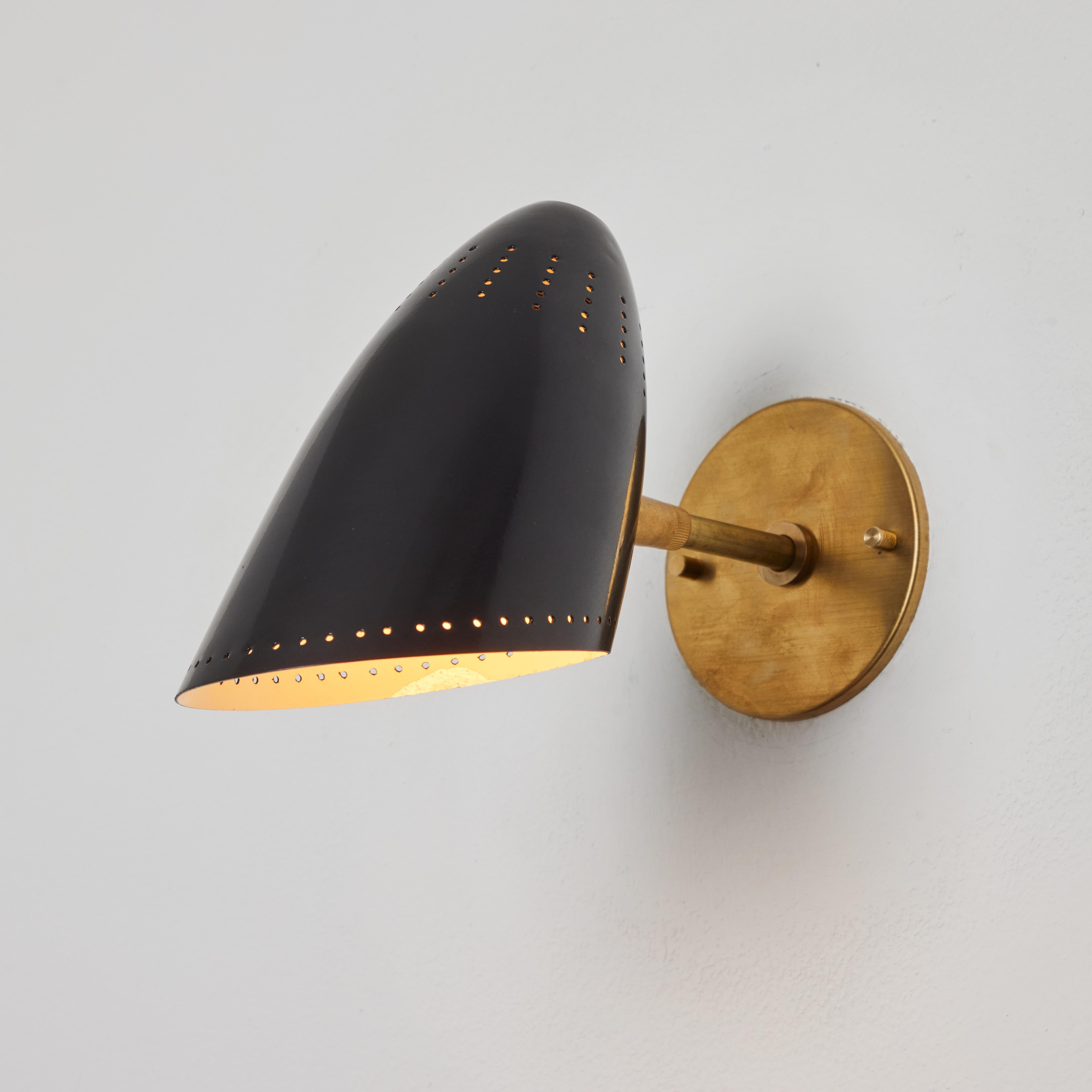 Pair of 1950s Black Perforated Sconces Attributed to Jacques Biny For Sale 3