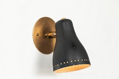 Pair of 1950s Black Perforated Sconces Attributed to Jacques Biny