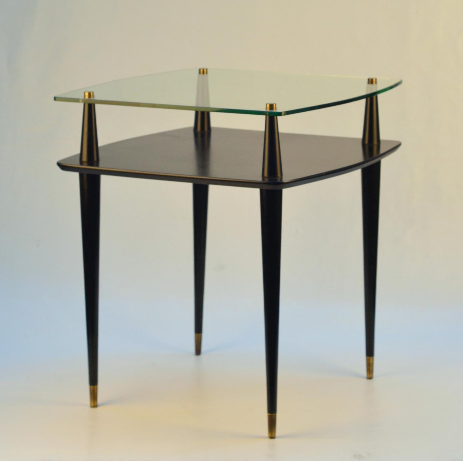 Pair of 1950's Black Square Side Tables  in the style ofEdoardo Paoli In Excellent Condition In London, GB