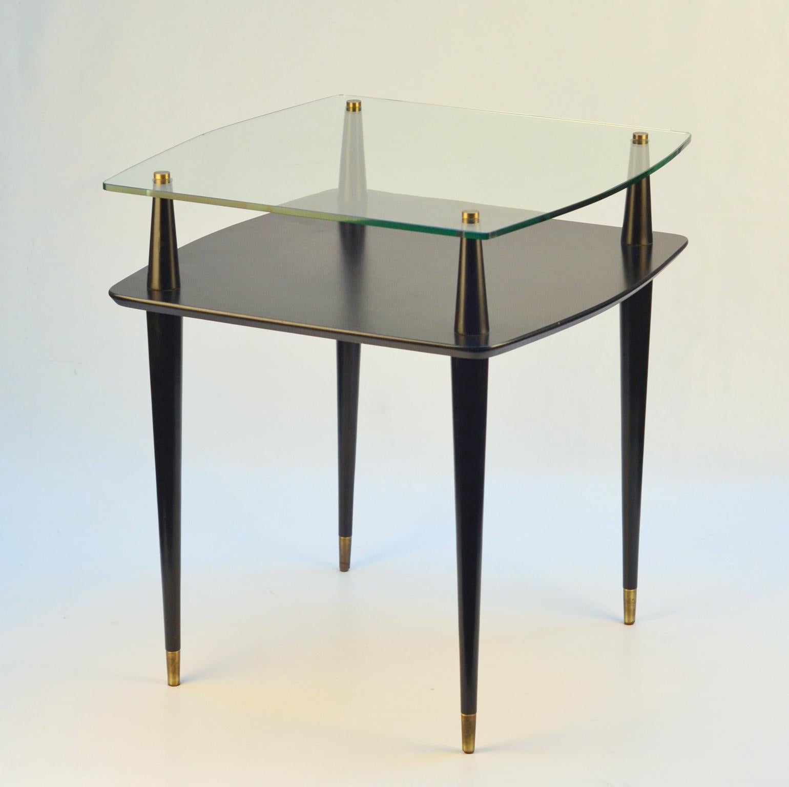 Mid-20th Century Pair of 1950's Black Square Side Tables  in the style ofEdoardo Paoli