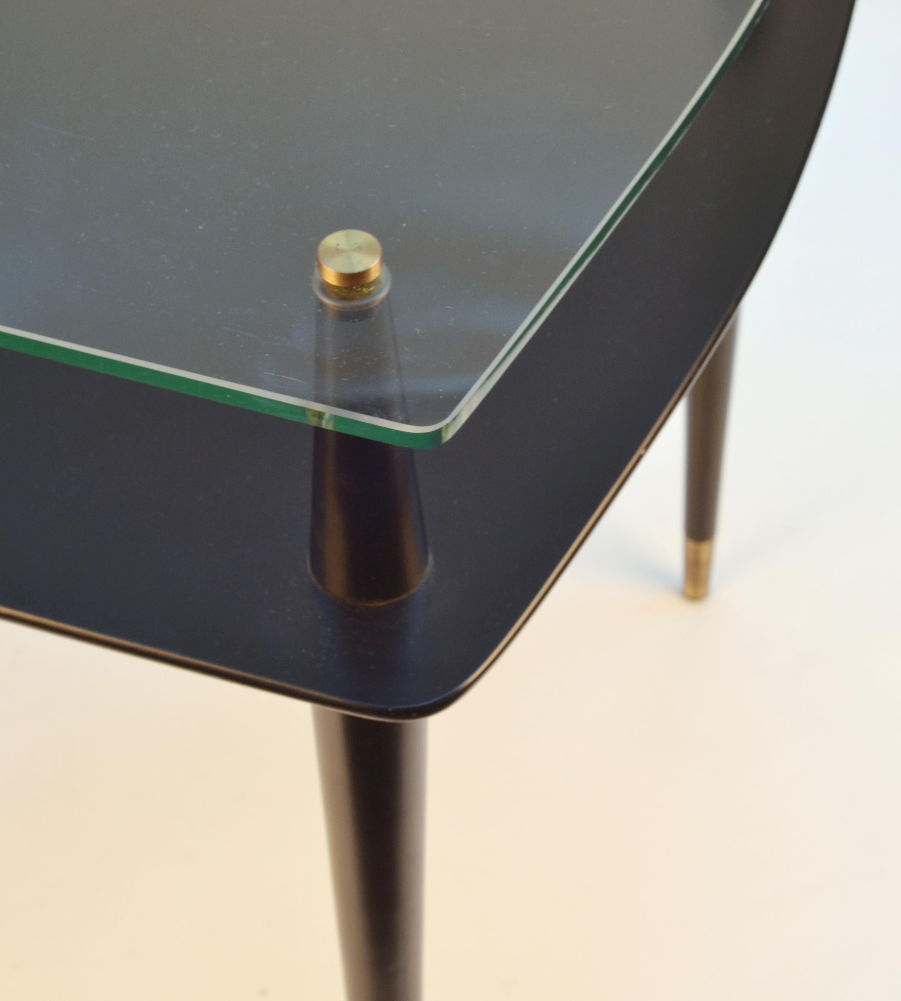 Pair of 1950's Black Square Side Tables  in the style ofEdoardo Paoli 1
