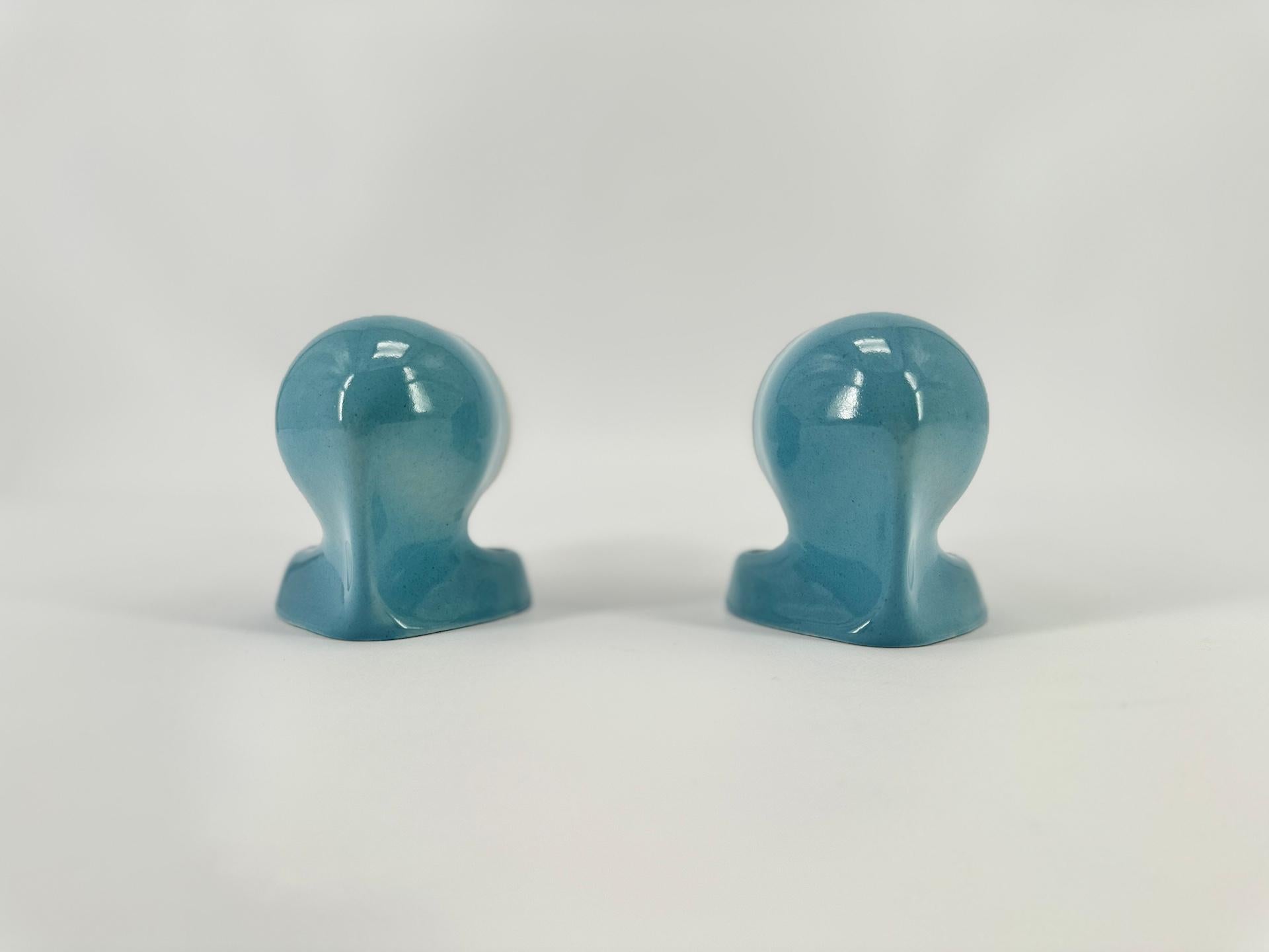 Mid-20th Century Pair of  1950's Blue Porcelain Wall Lamps By Wilhelm Wagenfeld For Lindner For Sale