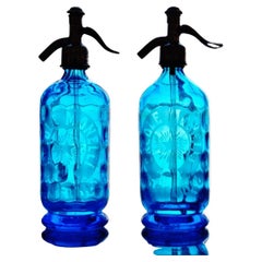 Pair of 1950s Blue Soda Bottles - Ercole Monelli, Sassuolo
