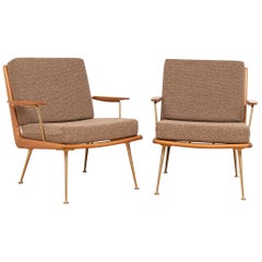 Pair of 1950s Boomerang Cherrywood Armchairs Hans Mitzlaff for Soloform, Germany