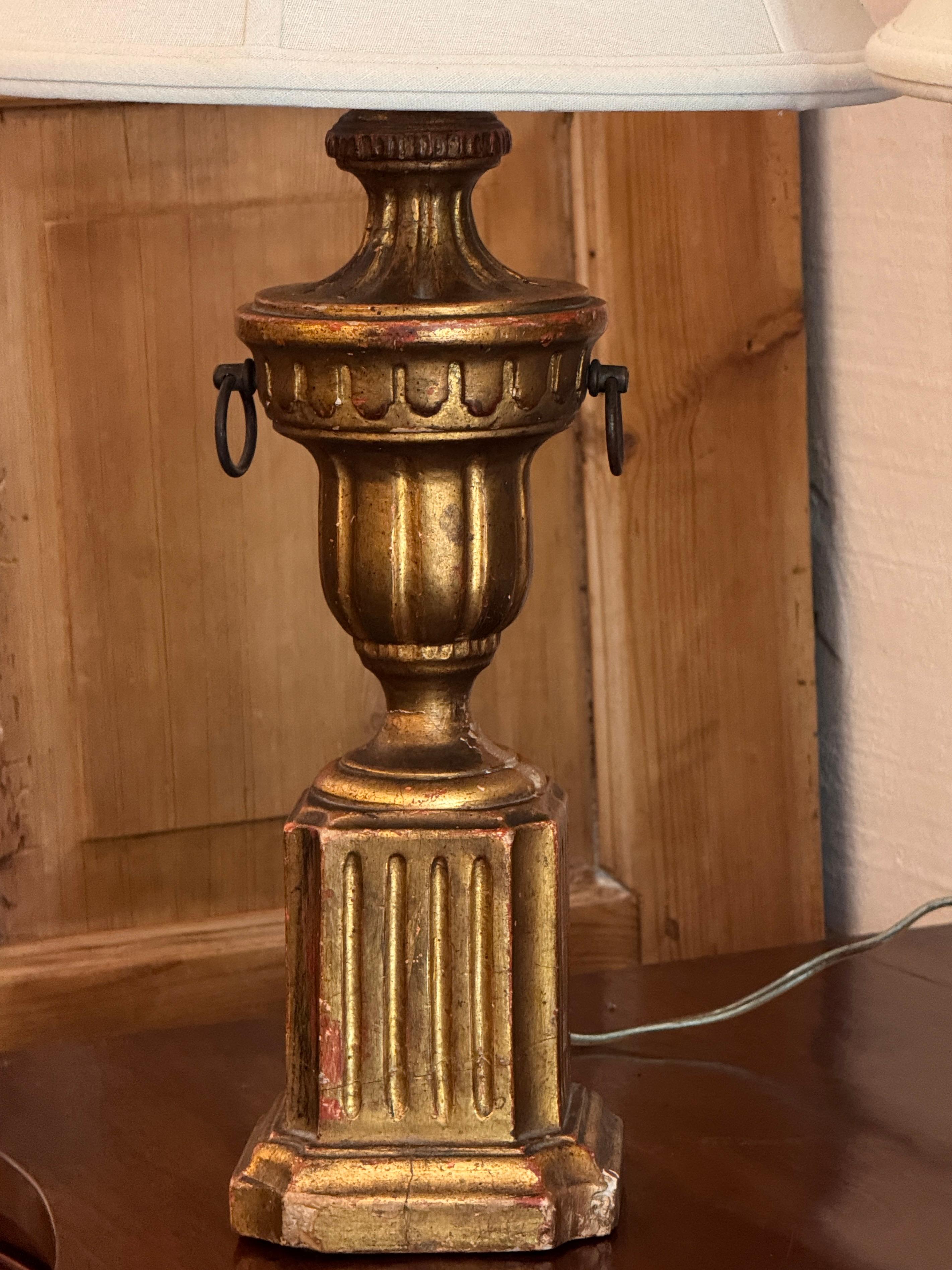 Italian Pair of 1950s Borghese Gilt Lamps For Sale