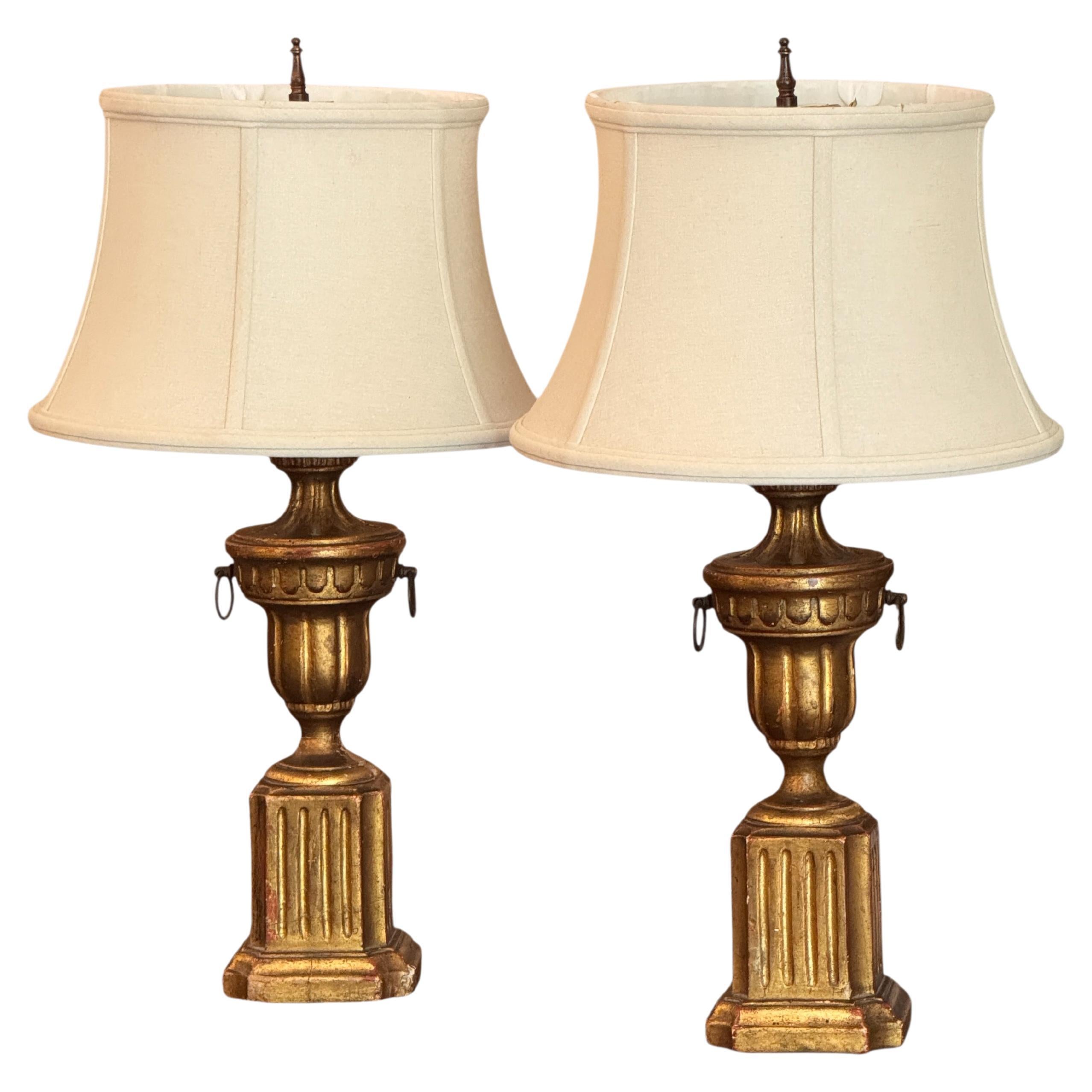 Pair of 1950s Borghese Gilt Lamps For Sale