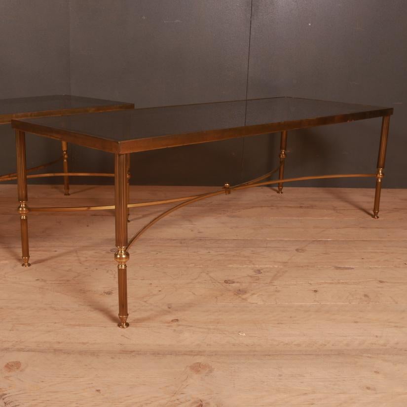 Pair of 1950s Brass and Glass Low Tables In Good Condition In Leamington Spa, Warwickshire