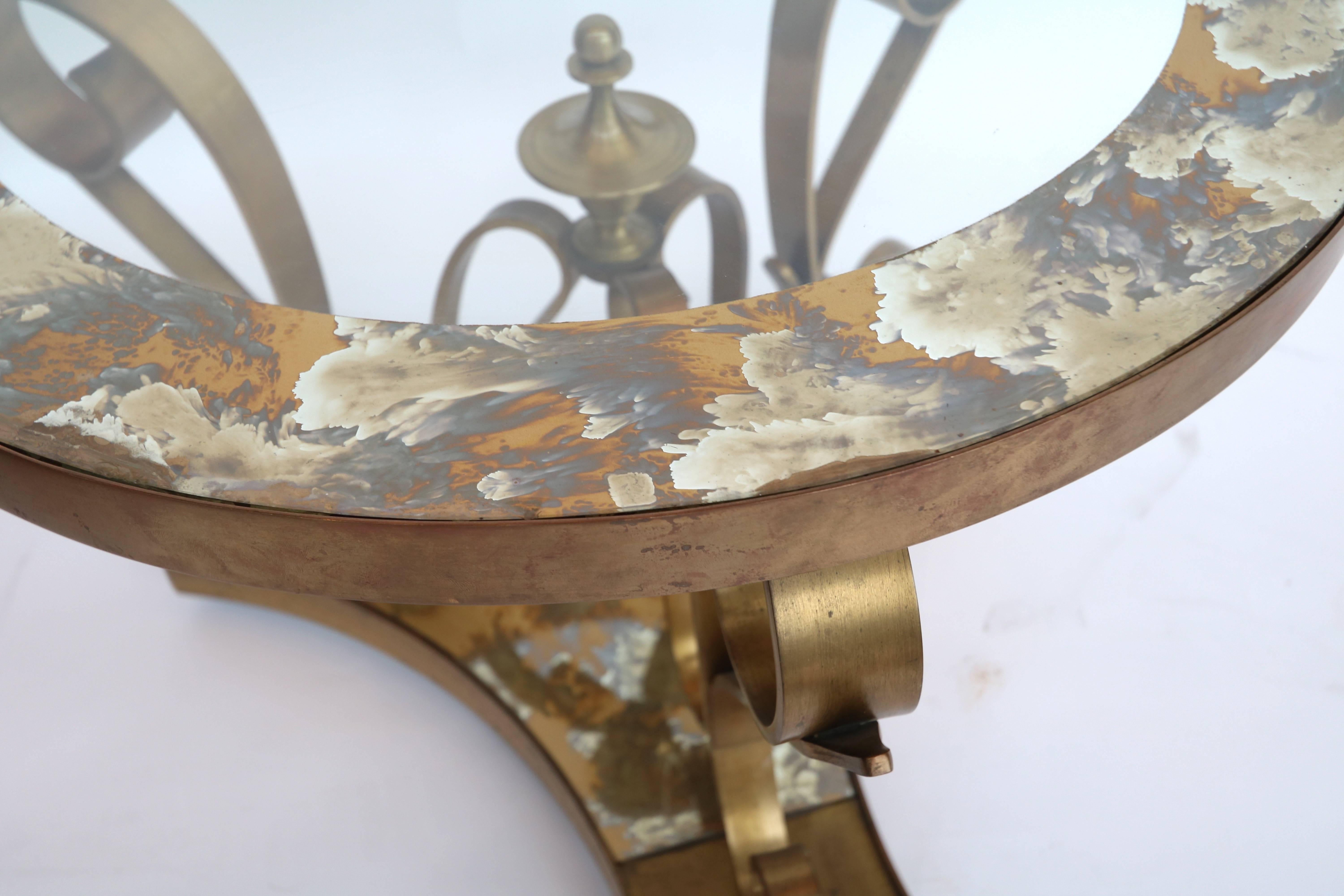 Pair of 1950s Brass Side Tables by Arturo Pani with Glass Top For Sale 1