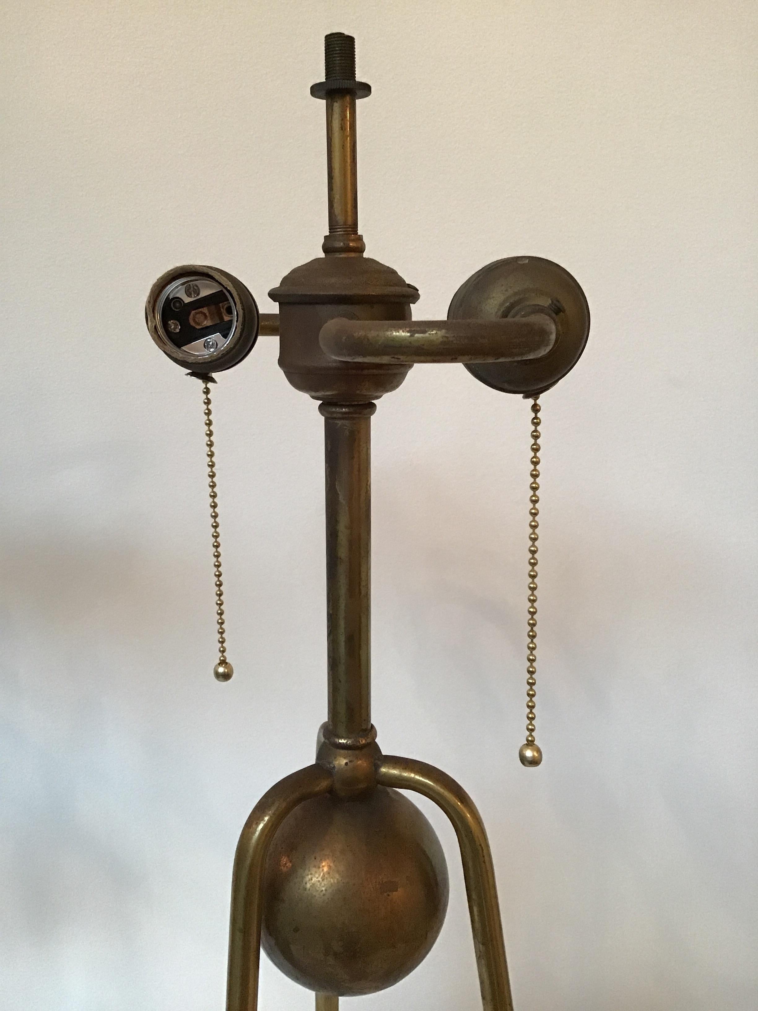 Pair of 1950s Brass Tri Pod Table Lamps 3