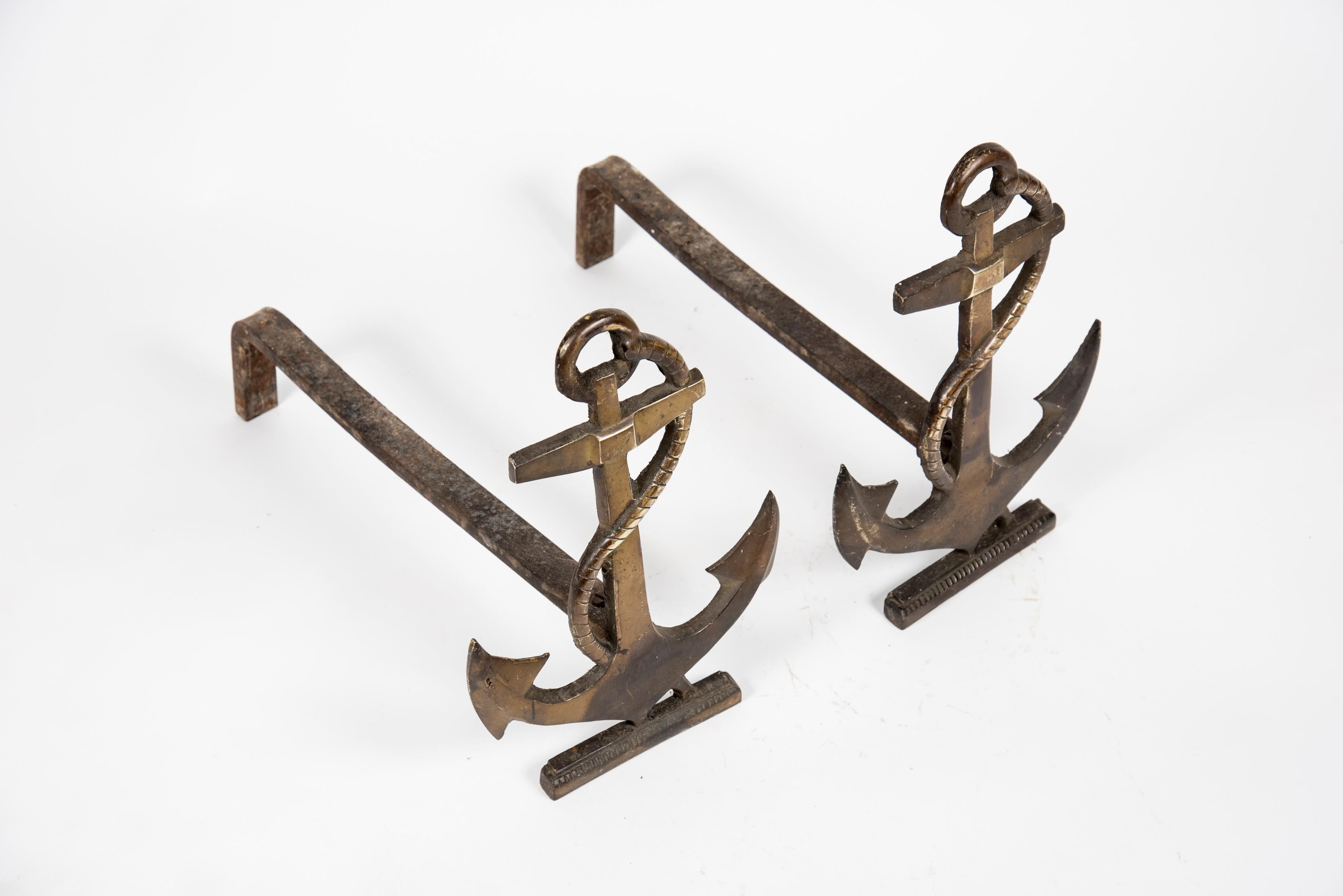 brass anchor andirons