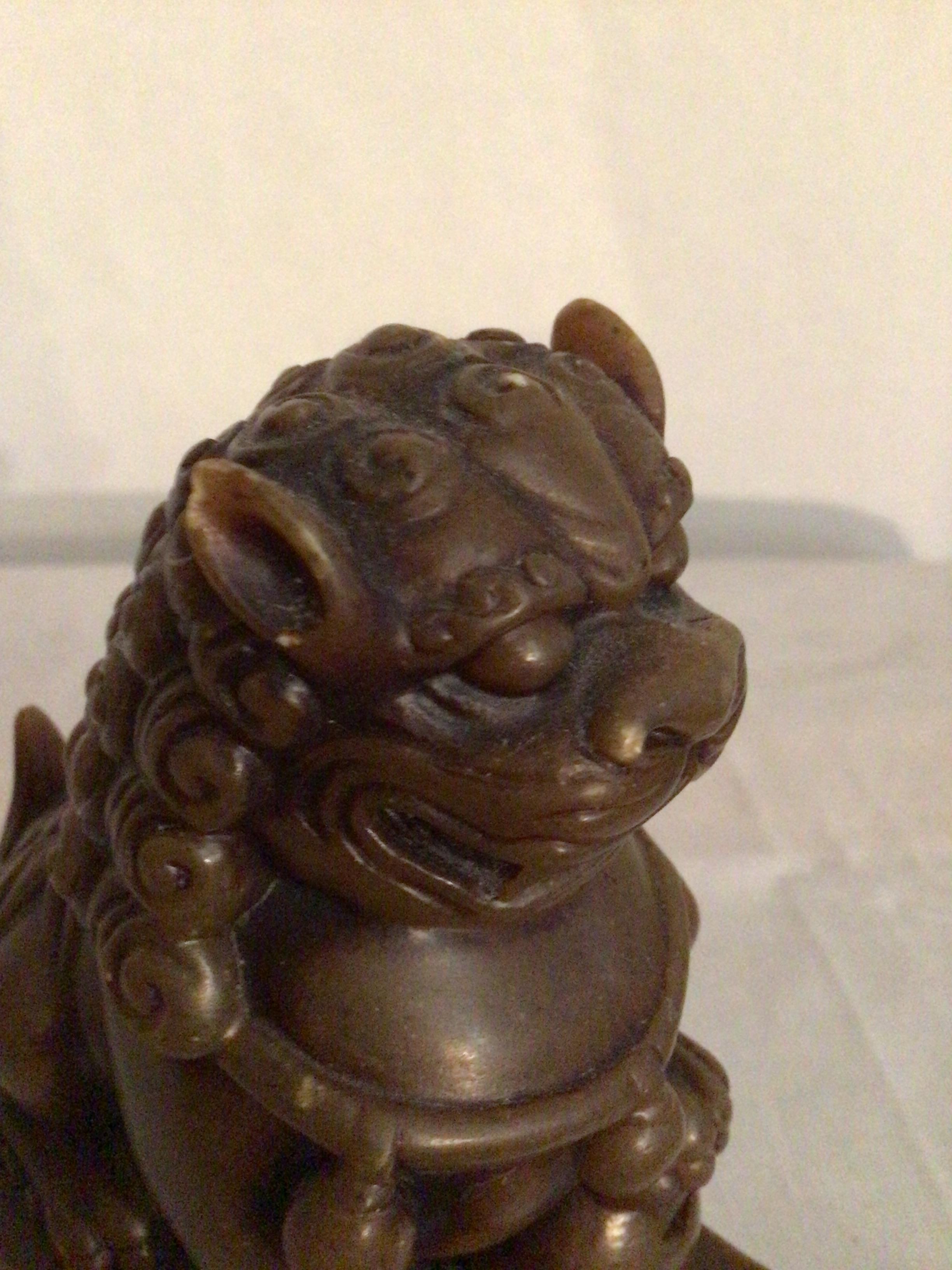 Pair of 1950s Carved Soapstone Foo Dogs For Sale 9