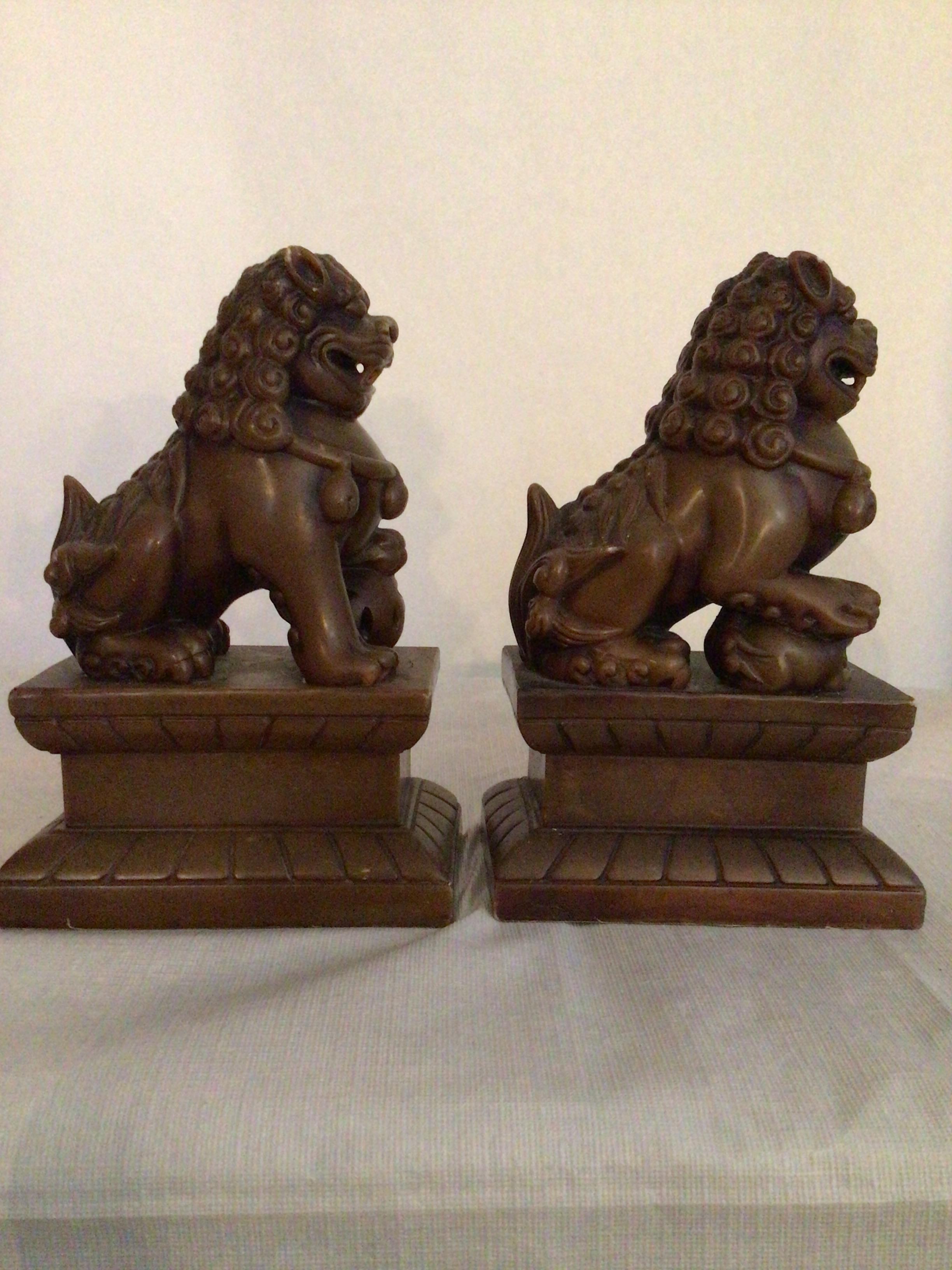Mid-20th Century Pair of 1950s Carved Soapstone Foo Dogs For Sale