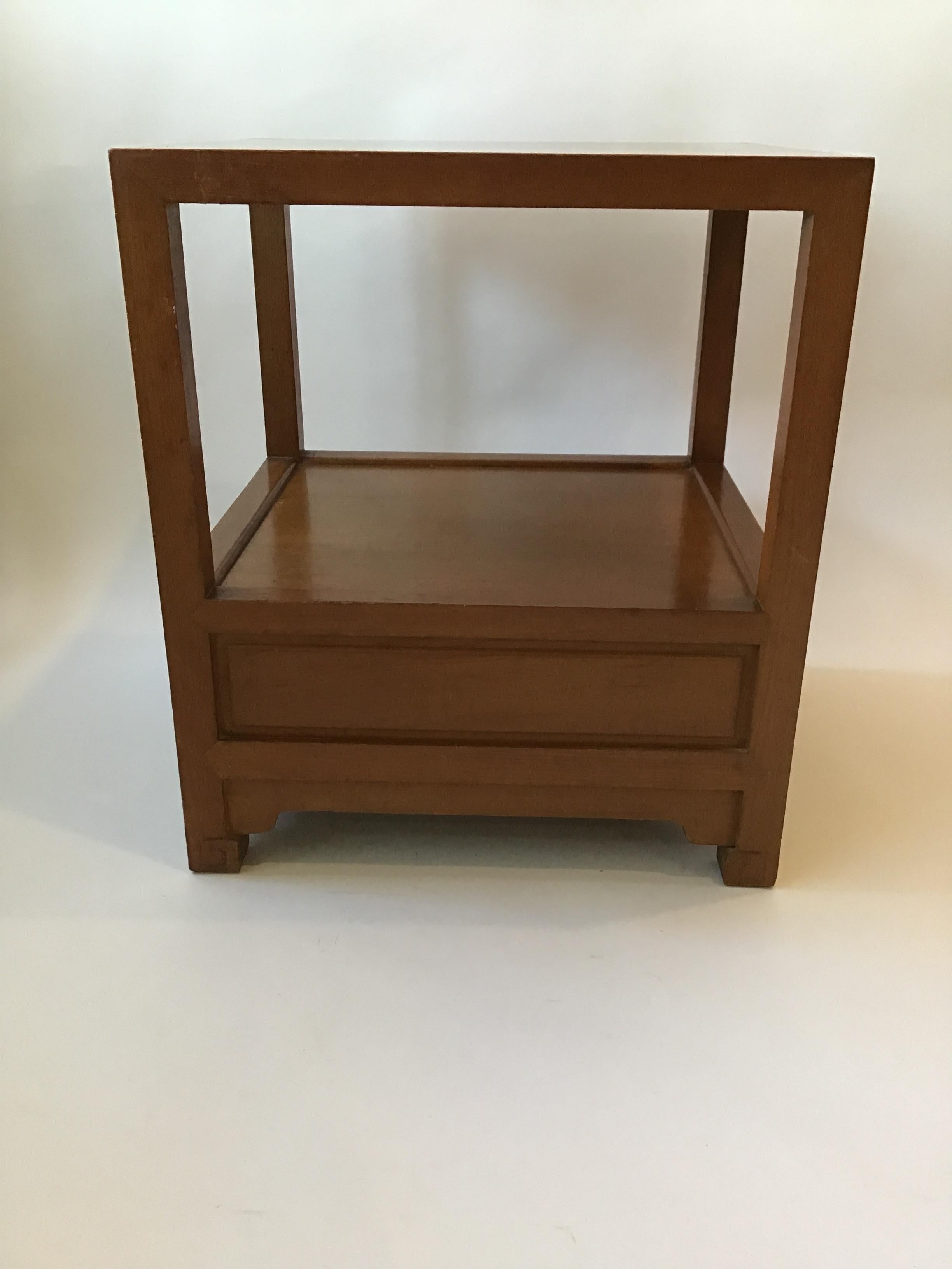Wood Pair of 1950s Cathay Arts Geometric End Tables