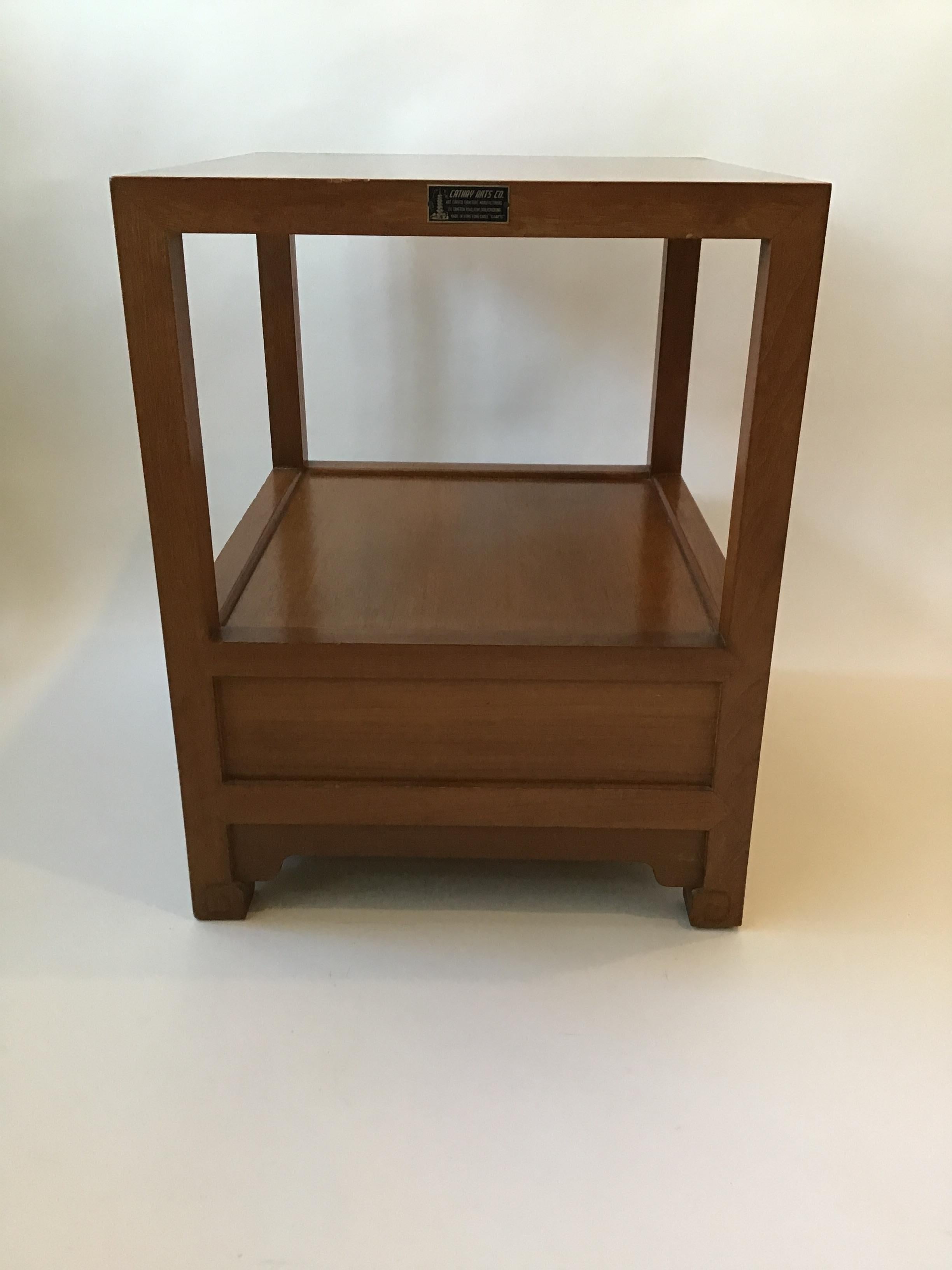 Pair of 1950s Cathay Arts Geometric End Tables 1