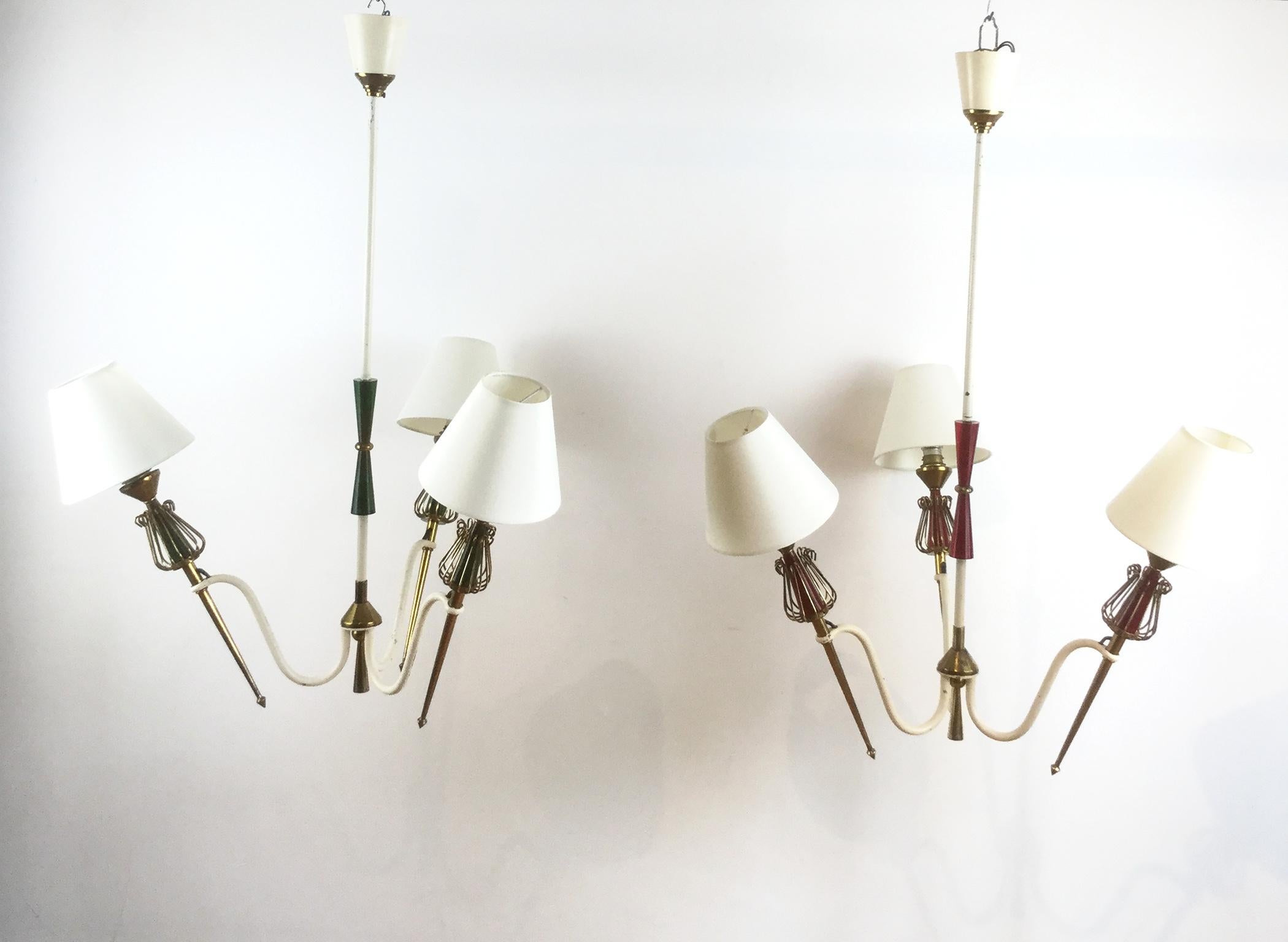 Pair of 1950s Ceiling Light by Maison Lunel For Sale 2
