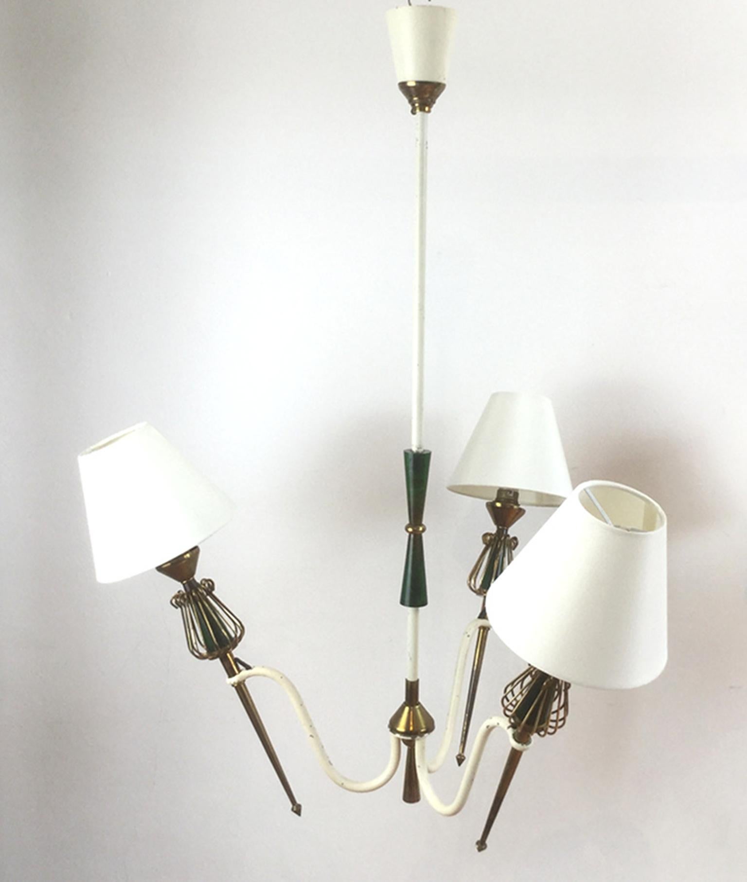 Mid-Century Modern Pair of 1950s Ceiling Light by Maison Lunel For Sale