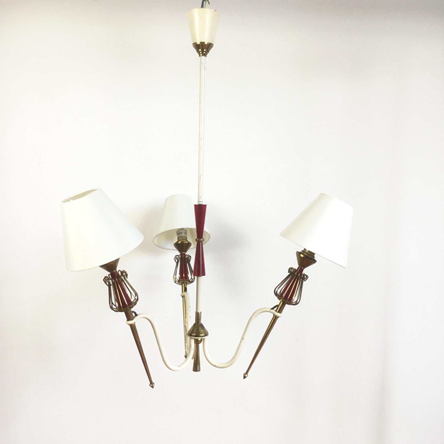 French Pair of 1950s Ceiling Light by Maison Lunel For Sale