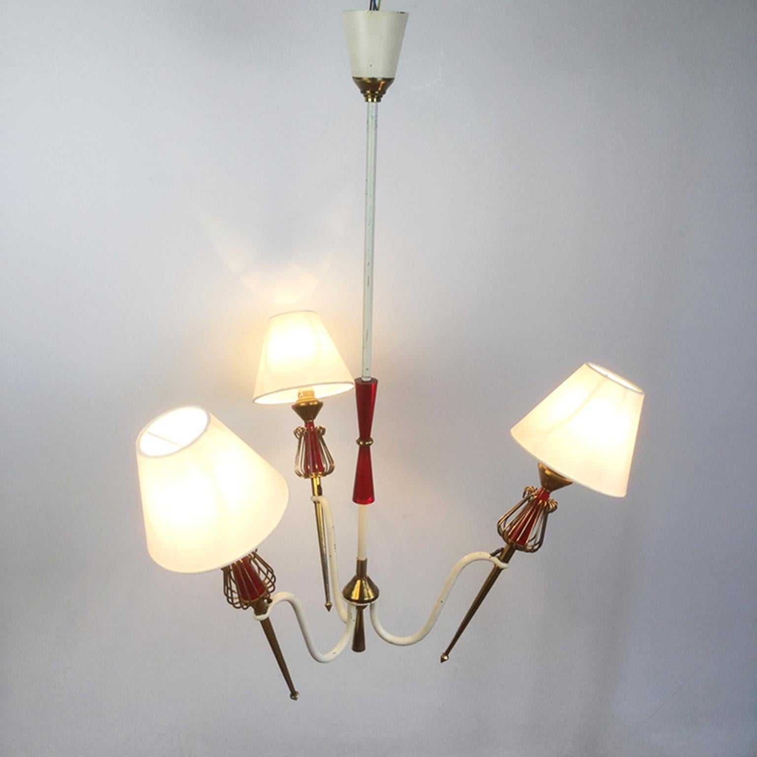 Metalwork Pair of 1950s Ceiling Light by Maison Lunel For Sale