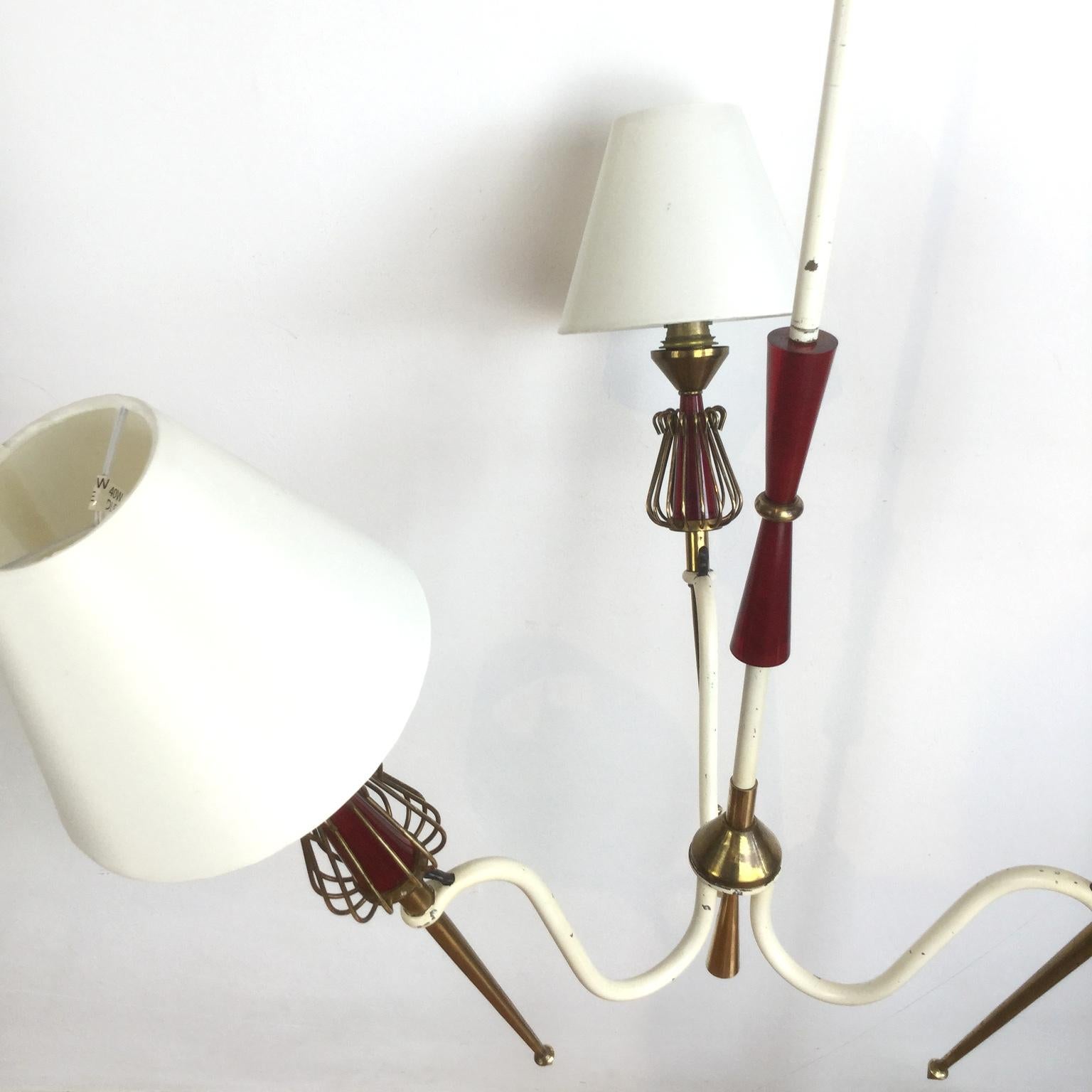 Brass Pair of 1950s Ceiling Light by Maison Lunel For Sale