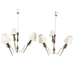 Pair of 1950s Ceiling Light by Maison Lunel