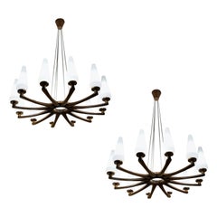 Pair of 1950s Chandeliers by Uno & Östen Kristiansson for Vittsjö Sweden