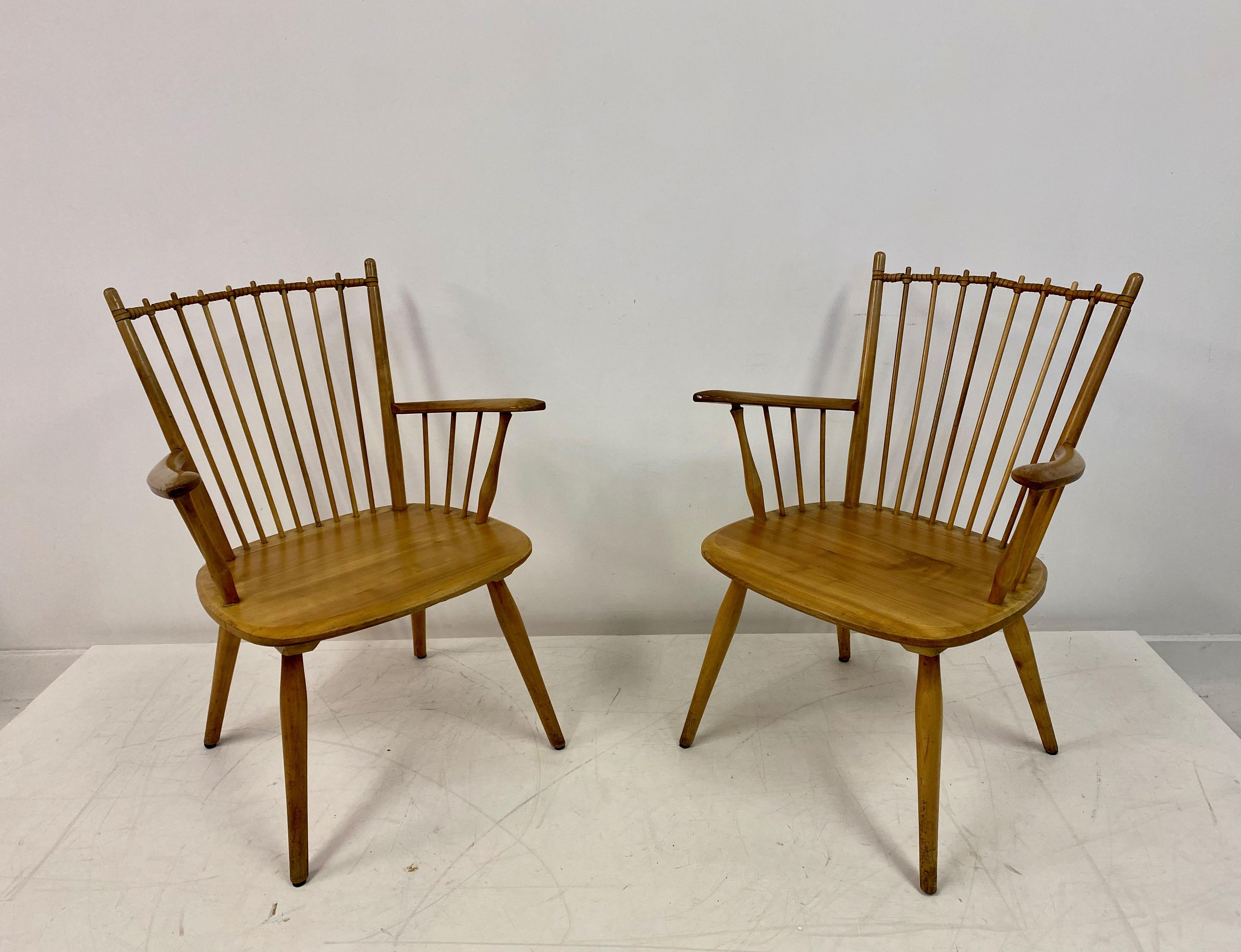Pair of 1950s Cherry Wood Armchairs by Albert Haberer For Sale 4