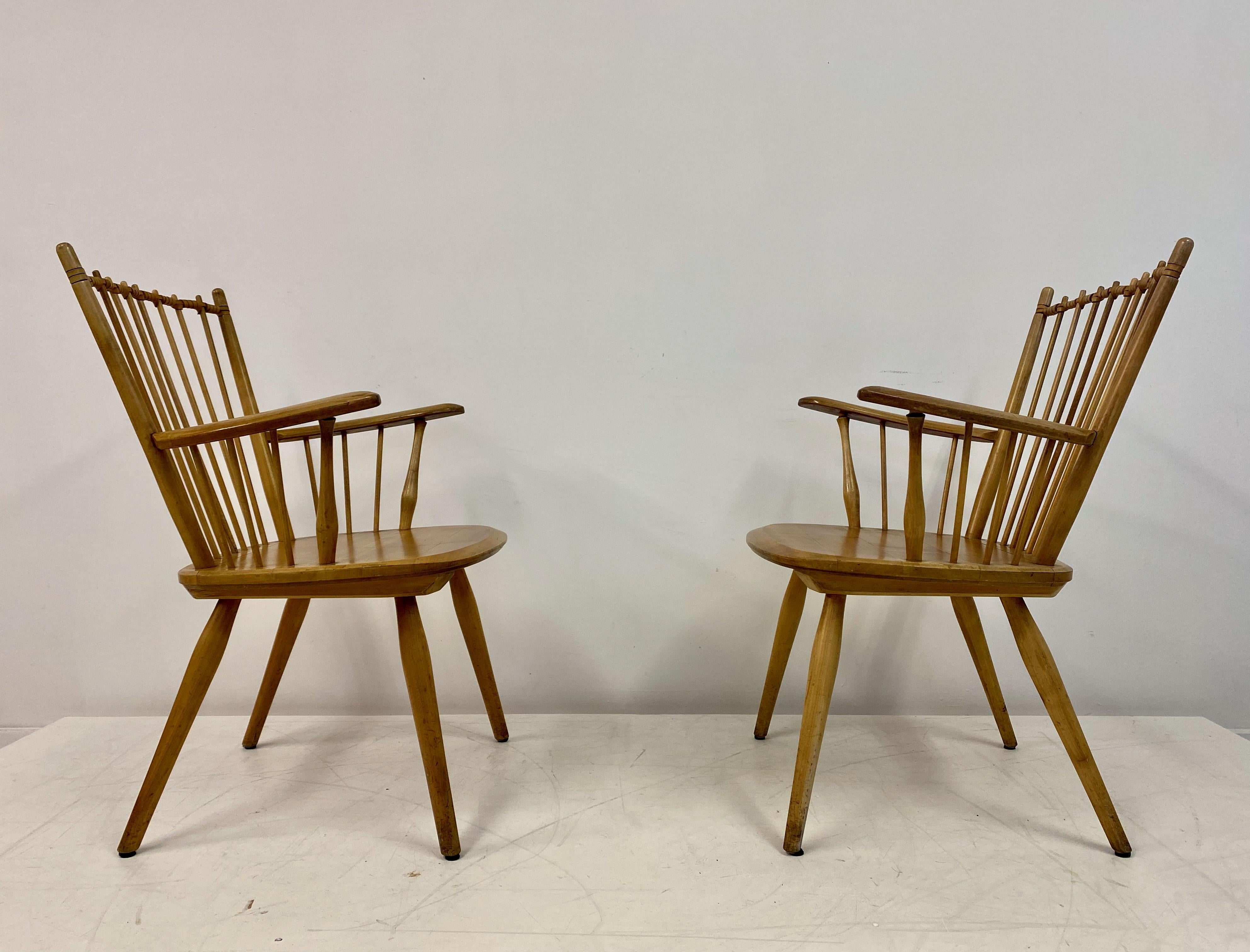Pair of 1950s Cherry Wood Armchairs by Albert Haberer For Sale 6