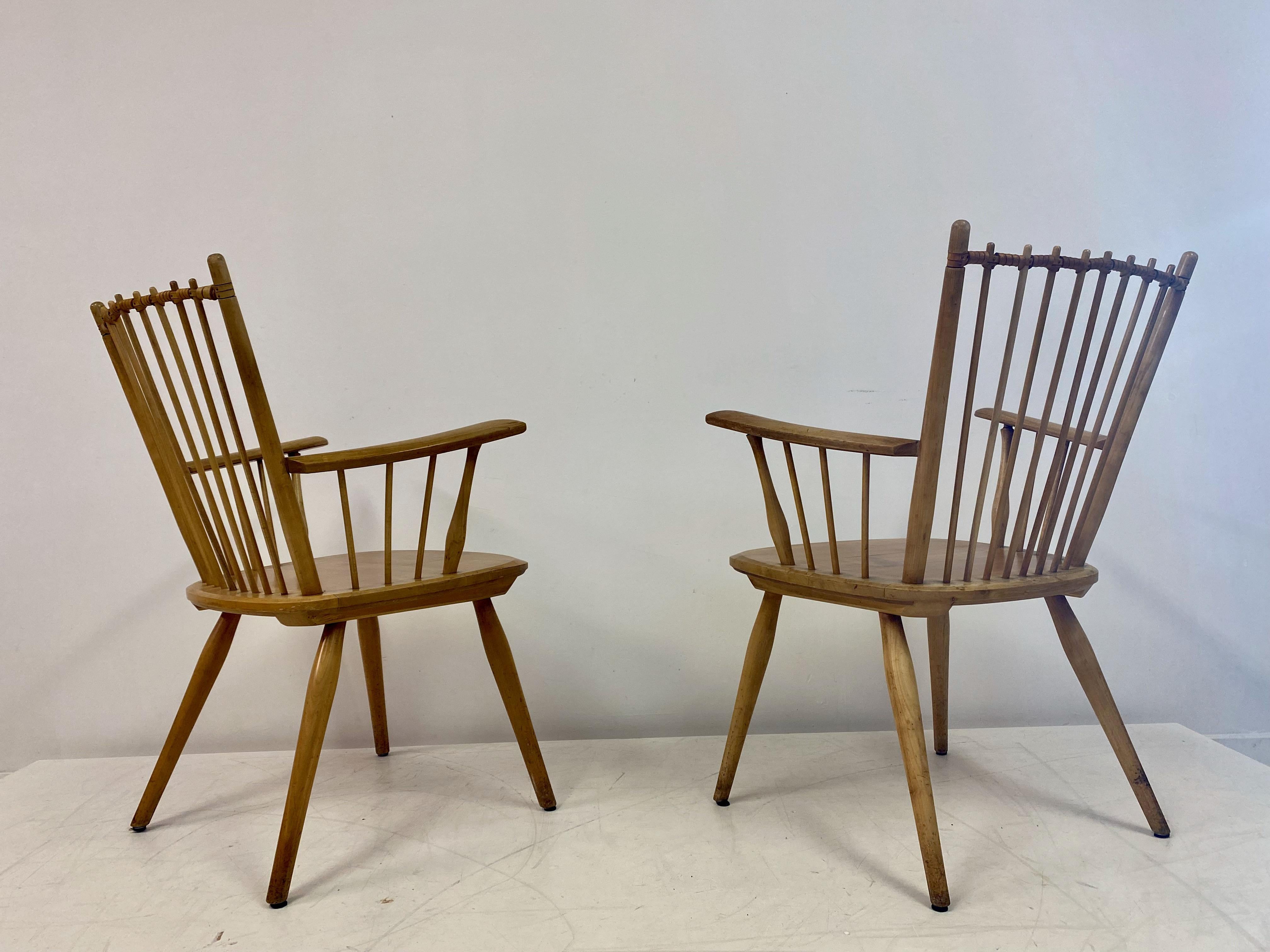 Pair of 1950s Cherry Wood Armchairs by Albert Haberer For Sale 7