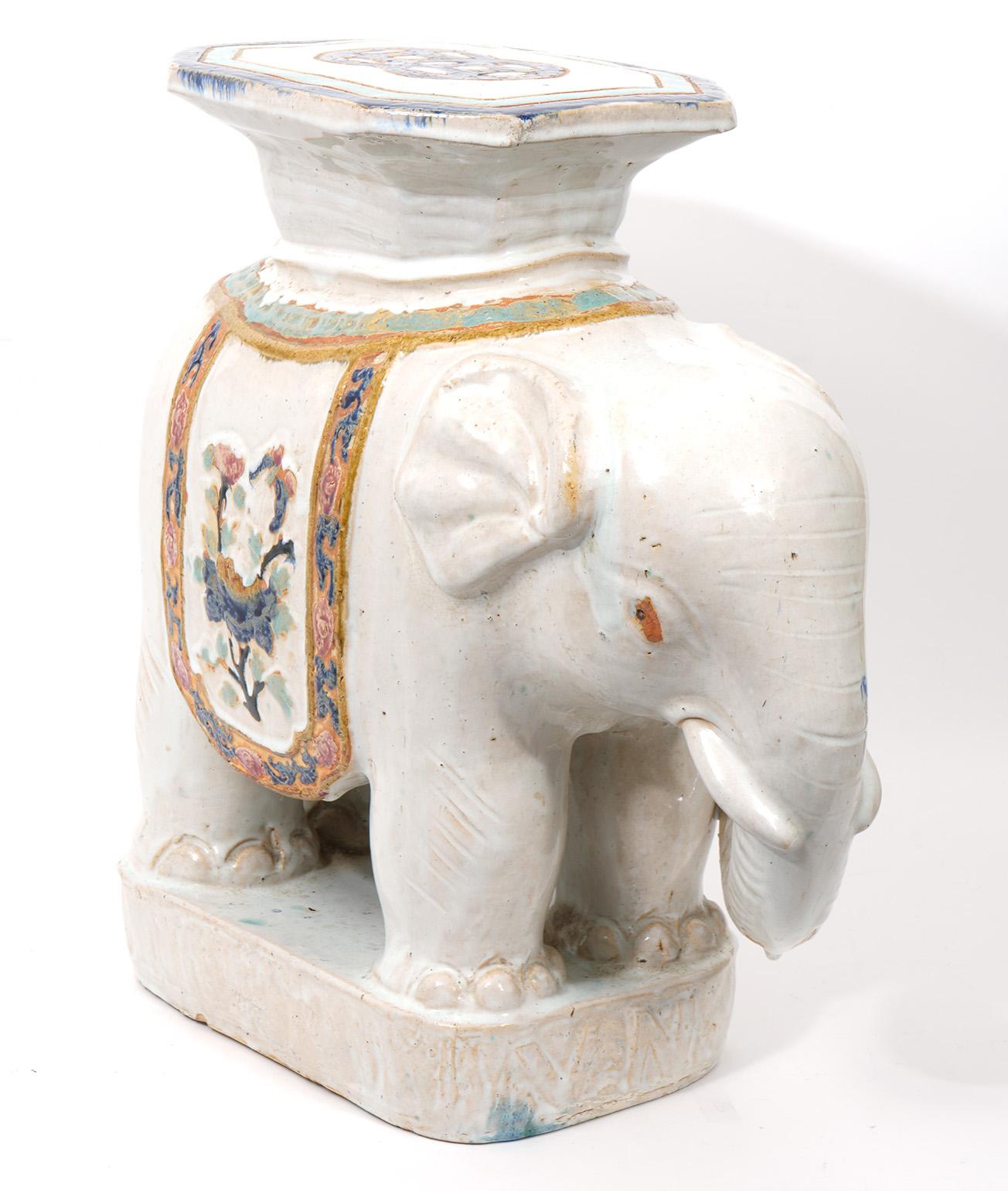 Pair of 1950's Chinese Glazed Ceramic Elephant Garden Seats 7