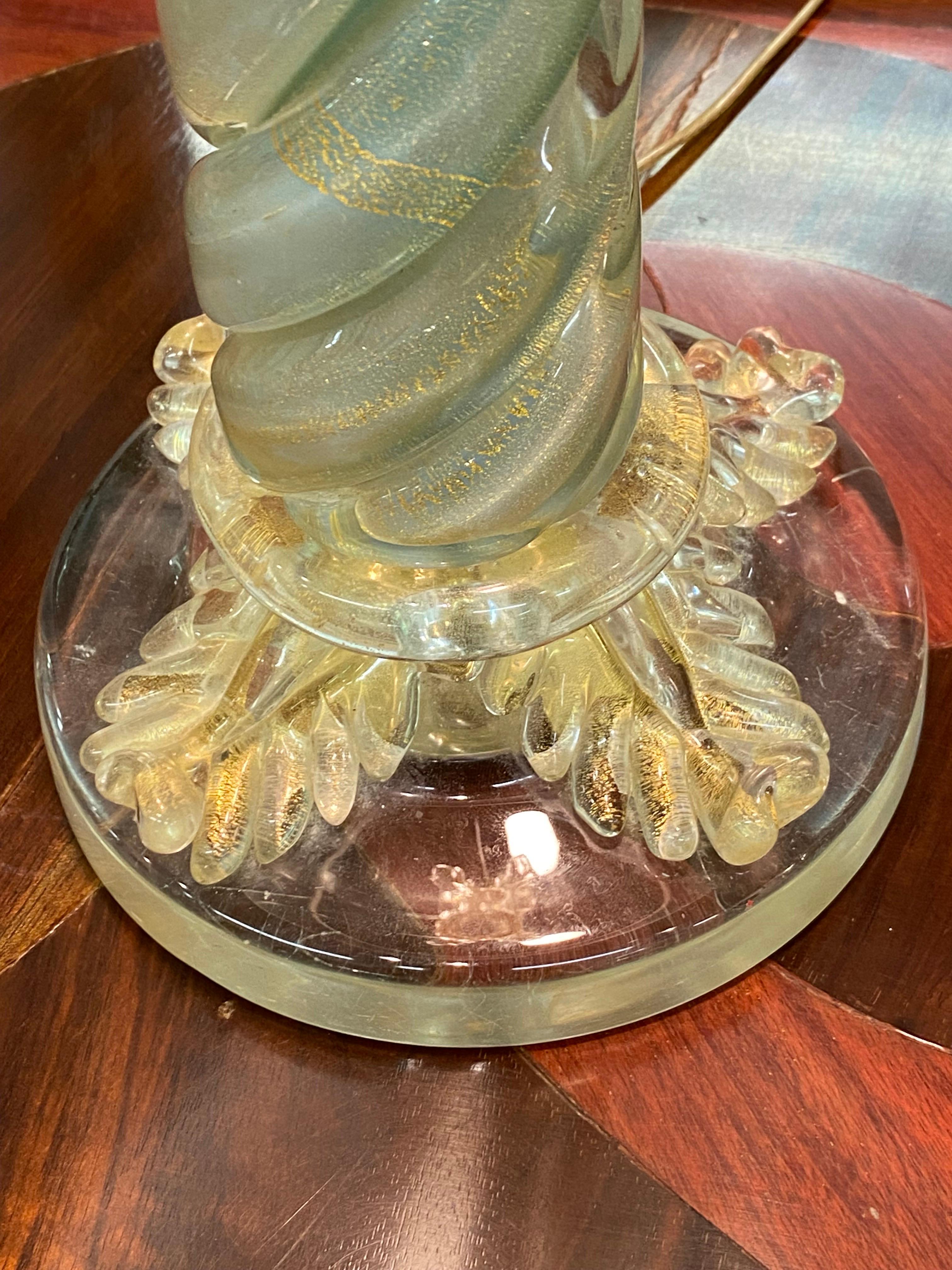 Pair of 1950s Classical Column Venetian Glass Table Lamps 3