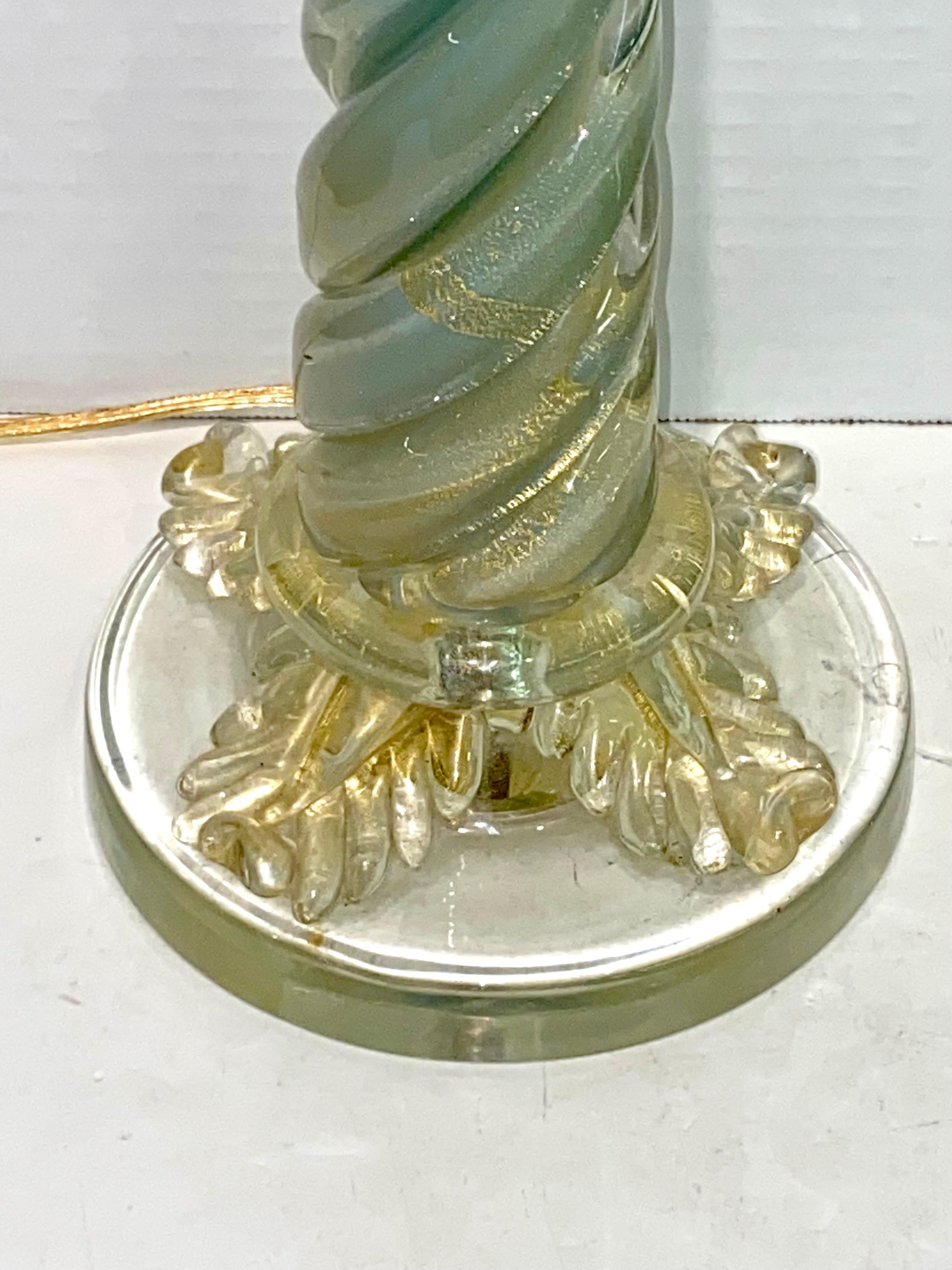 Pair of 1950s Classical Column Venetian Glass Table Lamps 4