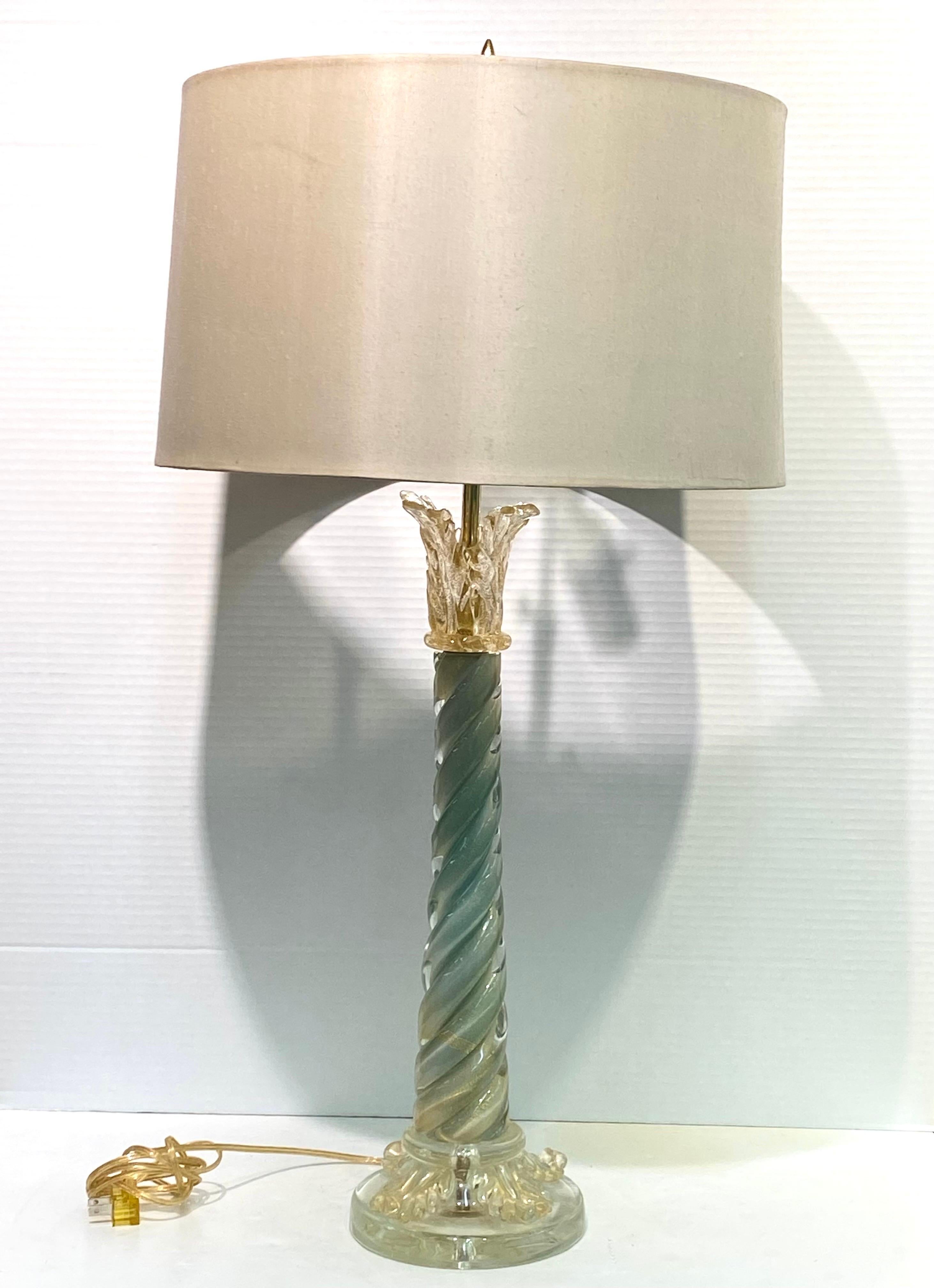 Pair of 1950s Classical Column Venetian Glass Table Lamps 11
