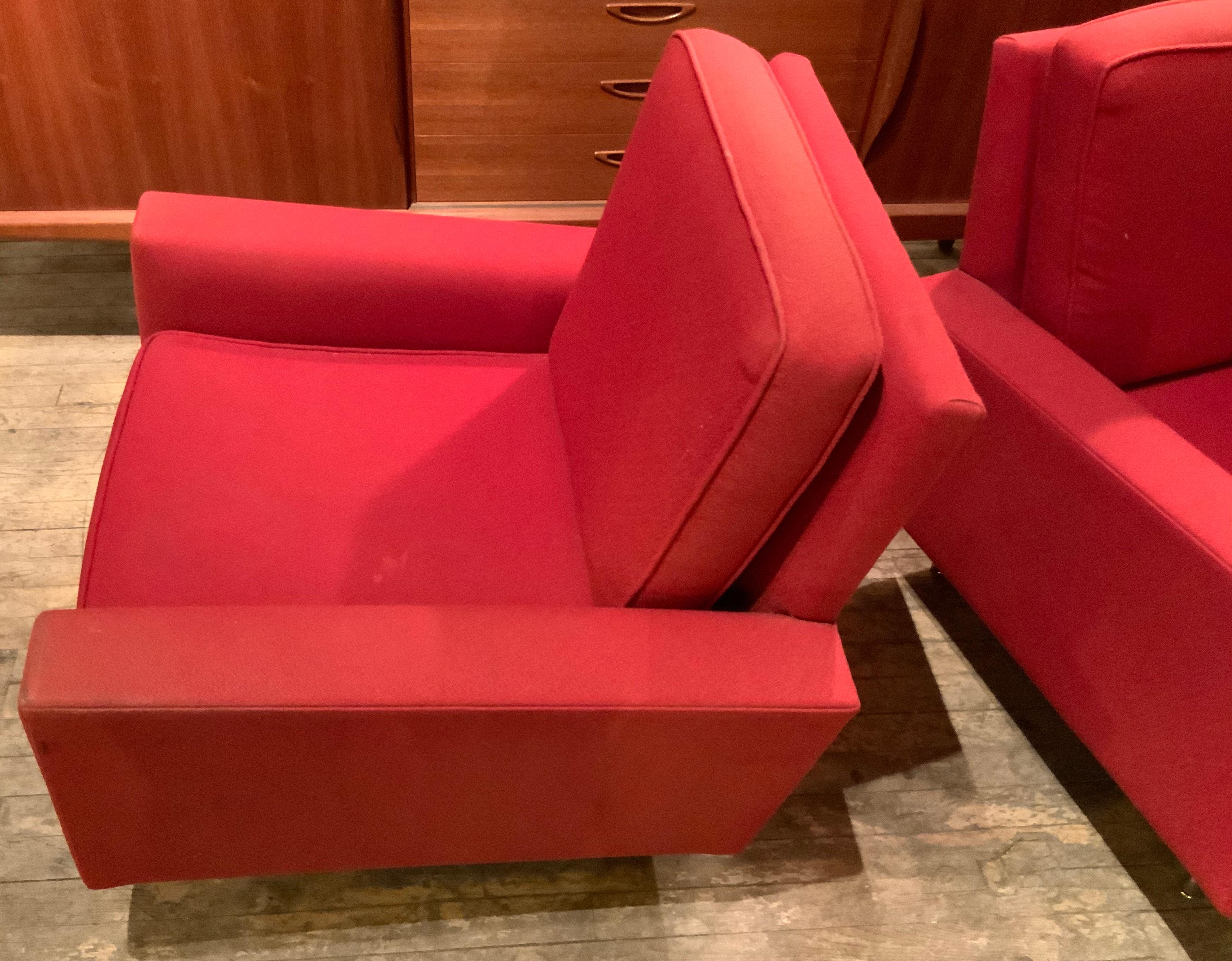 Mid-20th Century Pair of 1950s Club Chairs by Florence Knoll
