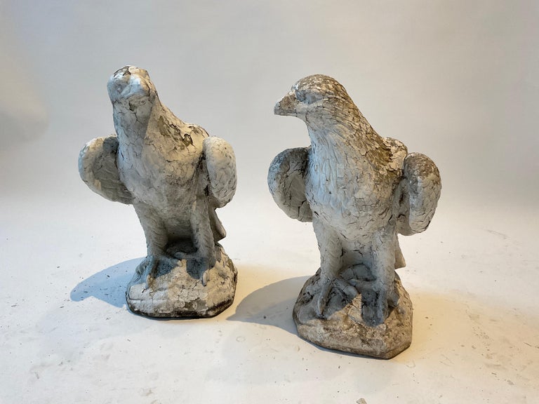 Pair of 1950s Concrete Eagles For Sale at 1stDibs