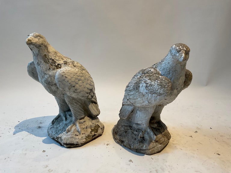 Pair of 1950s Concrete Eagles For Sale at 1stDibs