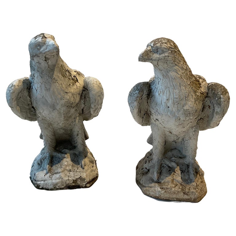 Pair of 1950s Concrete Eagles For Sale at 1stDibs