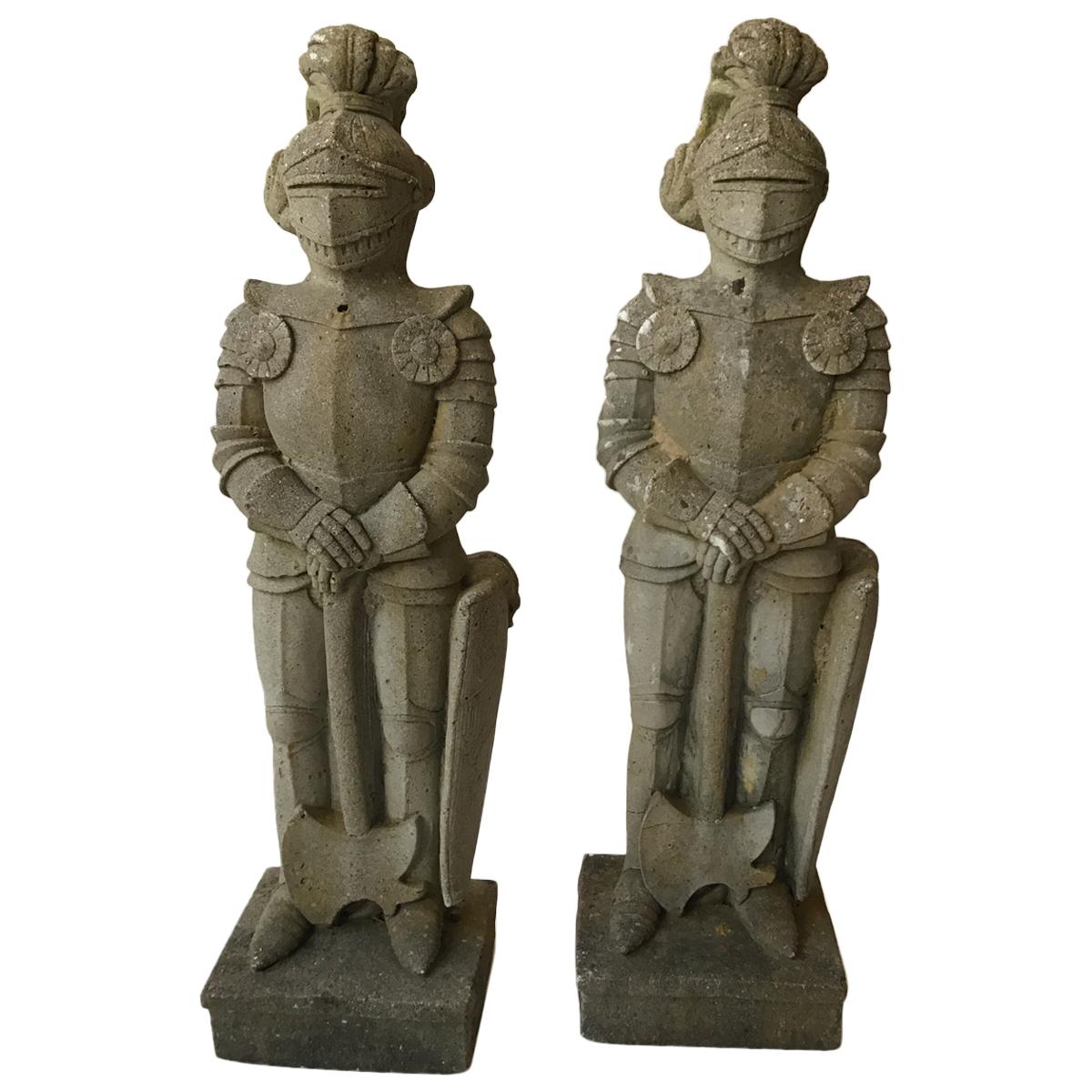 Pair of 1950s Concrete Knights