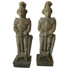 Vintage Pair of 1950s Concrete Knights