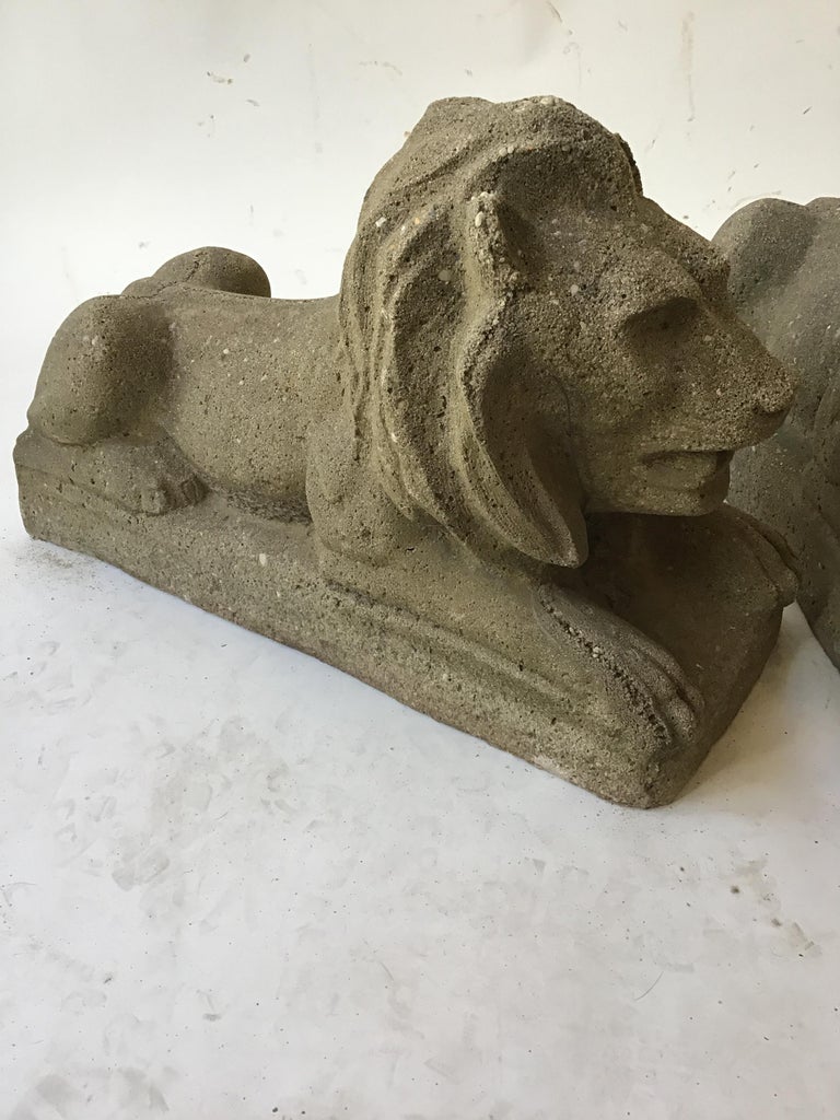 Pair of 1950s Concrete Lions at 1stDibs
