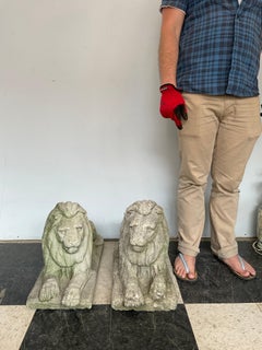 Pair Of 1950s Concrete Lions