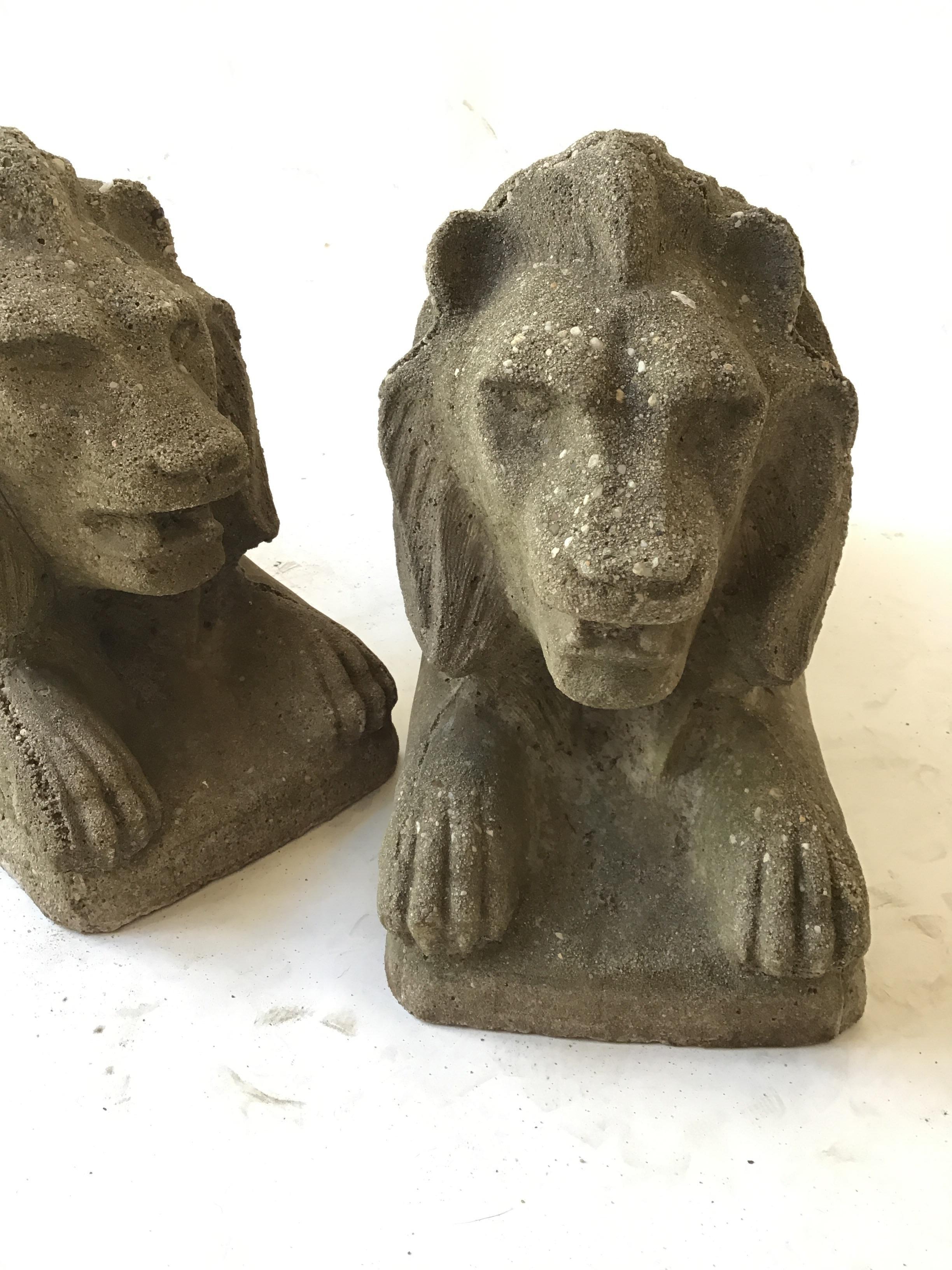 concrete lions statues