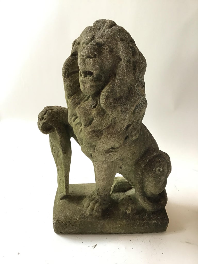 Pair of 1950s Concrete Lions at 1stDibs