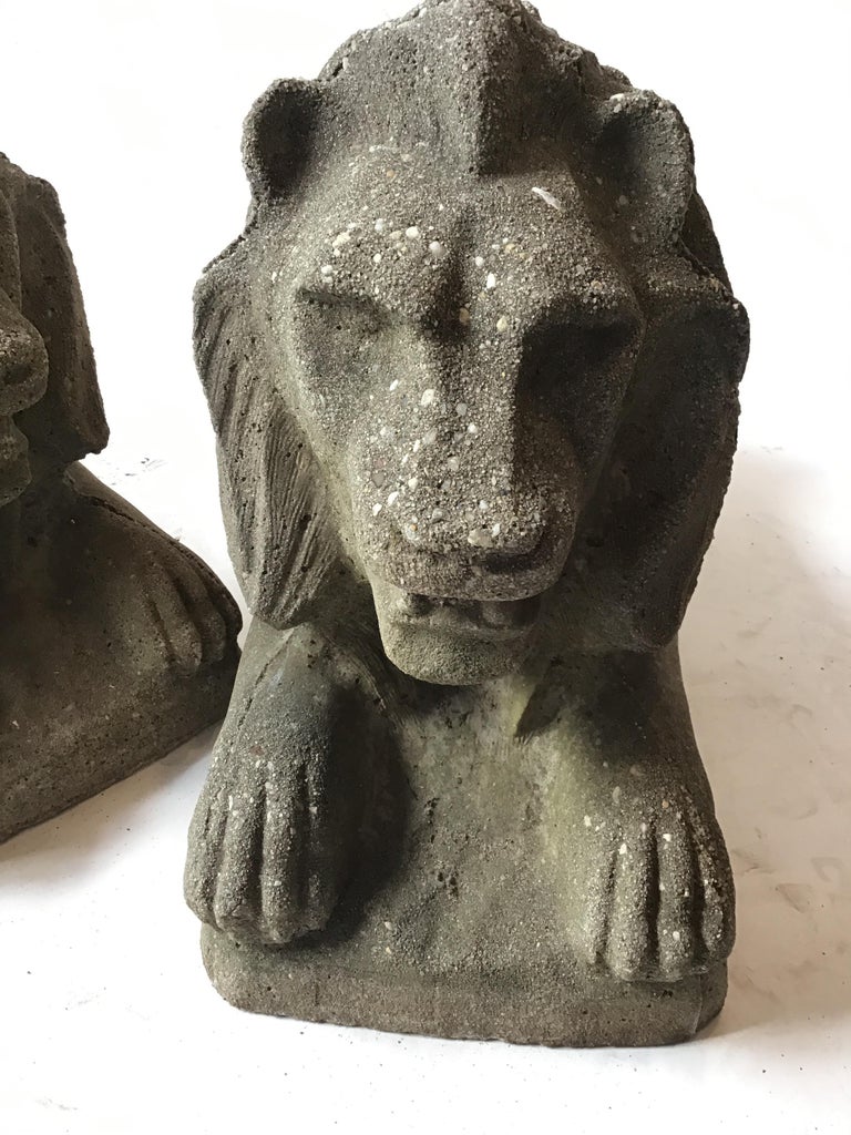Pair of 1950s Concrete Lions at 1stDibs