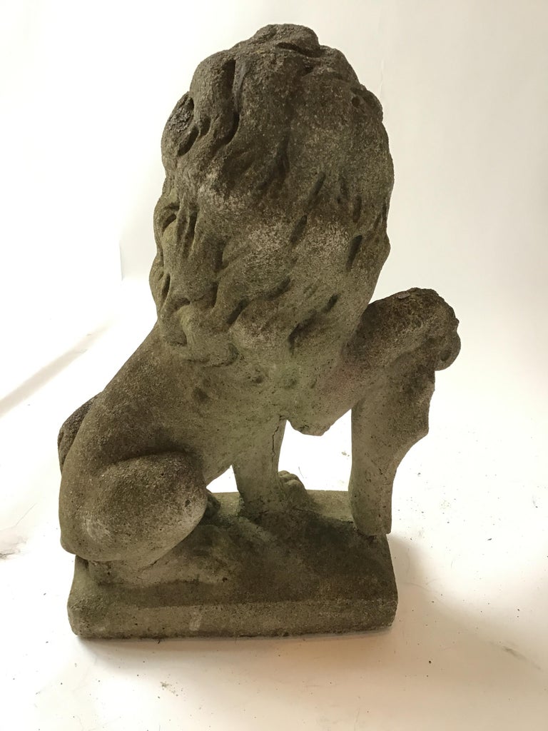 Pair of 1950s Concrete Lions at 1stDibs
