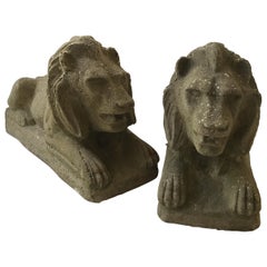 Pair of 1950s Concrete Lions