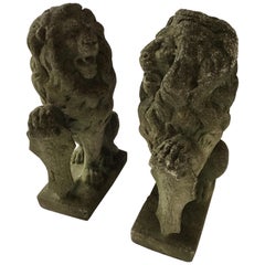 Vintage Pair of 1950s Concrete Lions