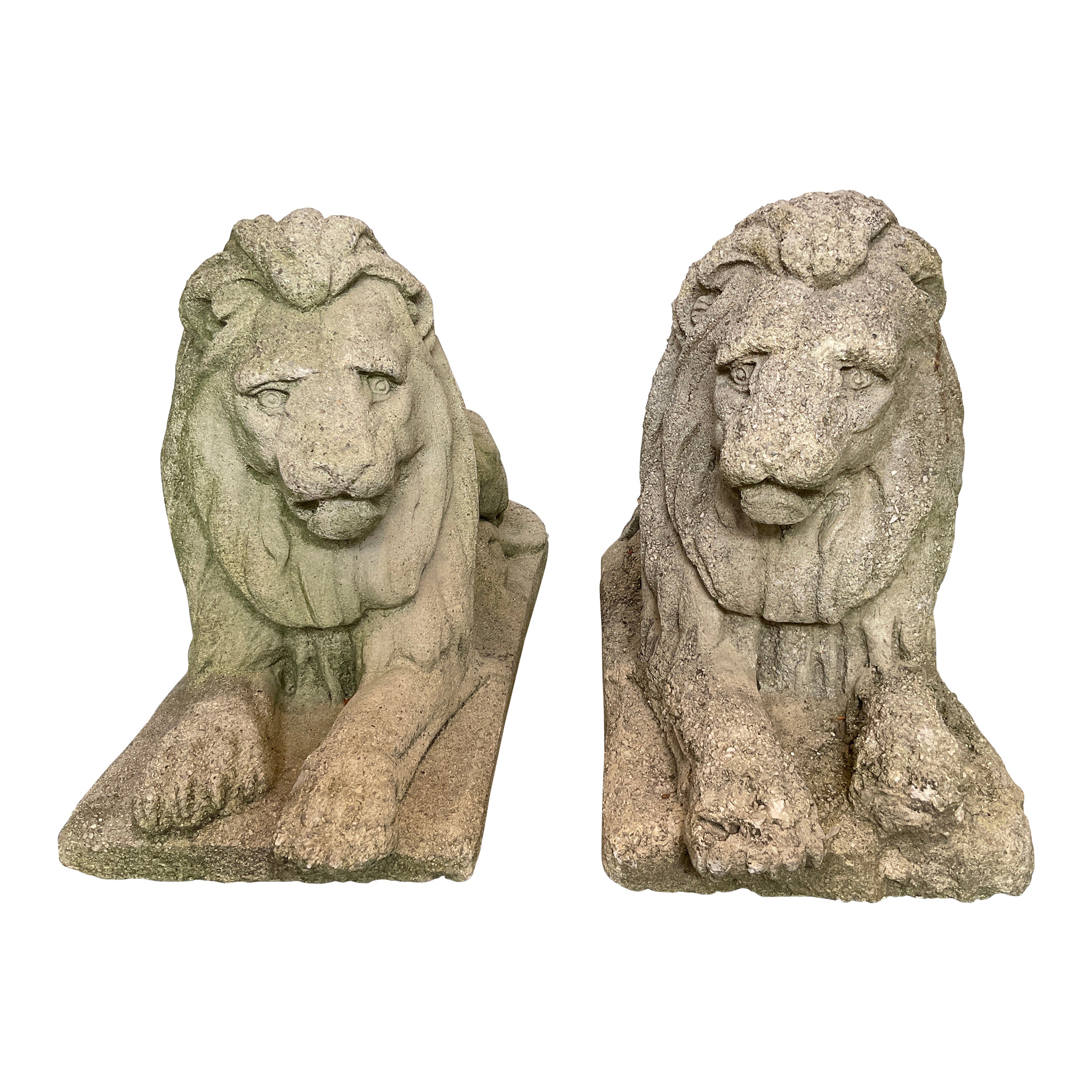 Pair Of 1950s Concrete Lions