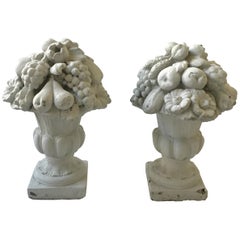 Pair of 1950s Concrete Urns with Fruit