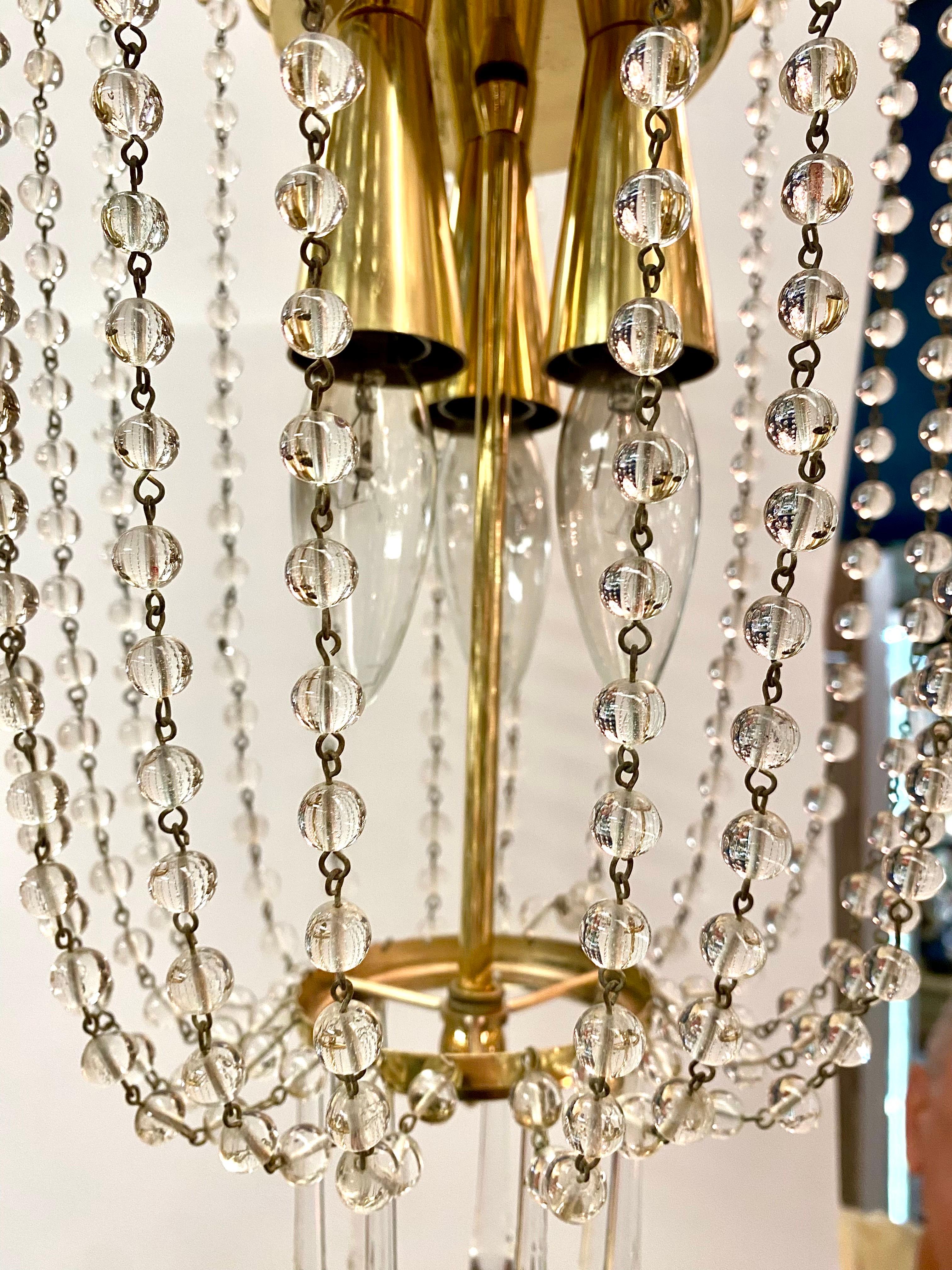 Pareja de lámparas de cristal y prismas de los años 50 en venta 3