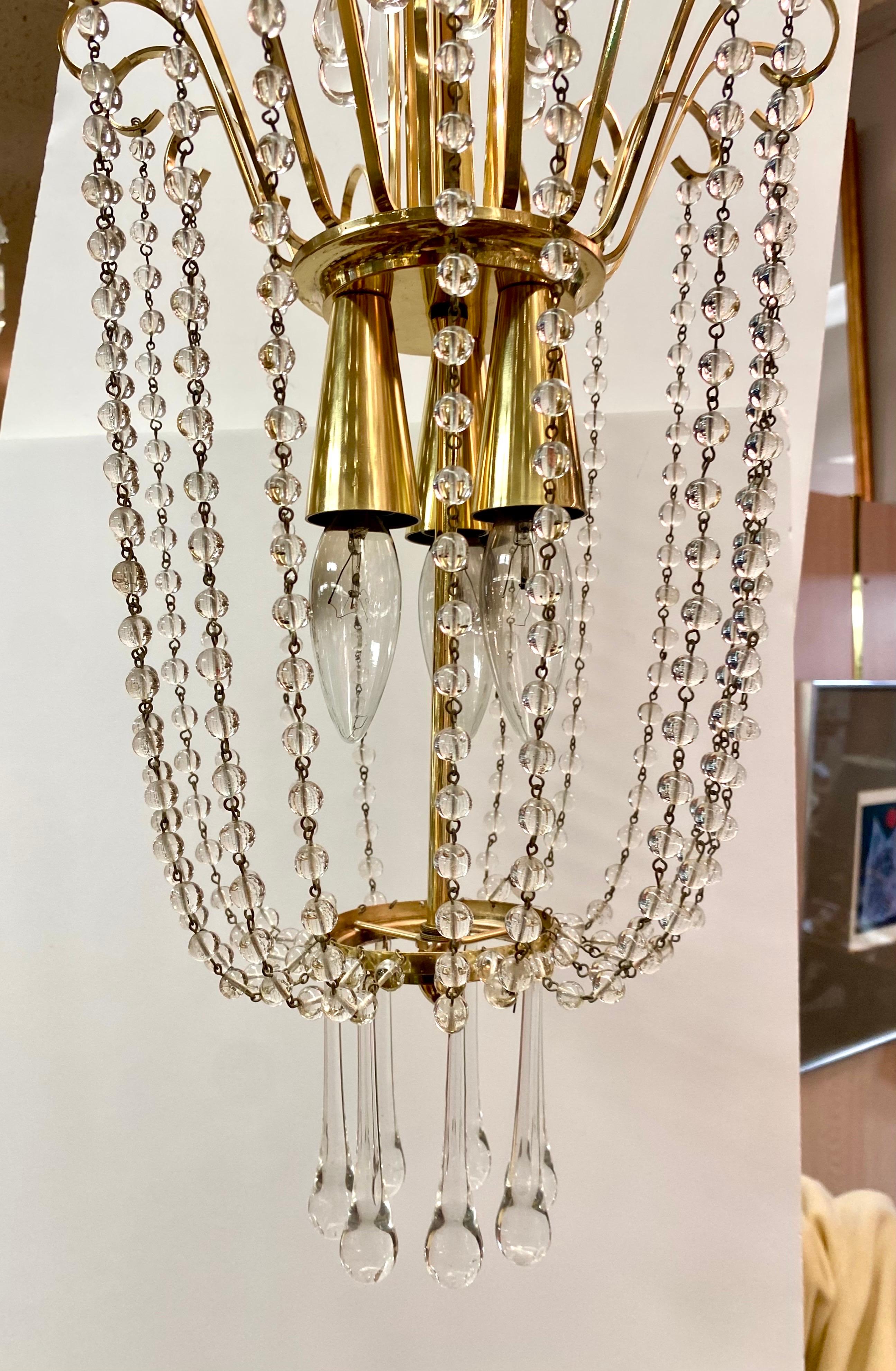 Pareja de lámparas de cristal y prismas de los años 50 en venta 4